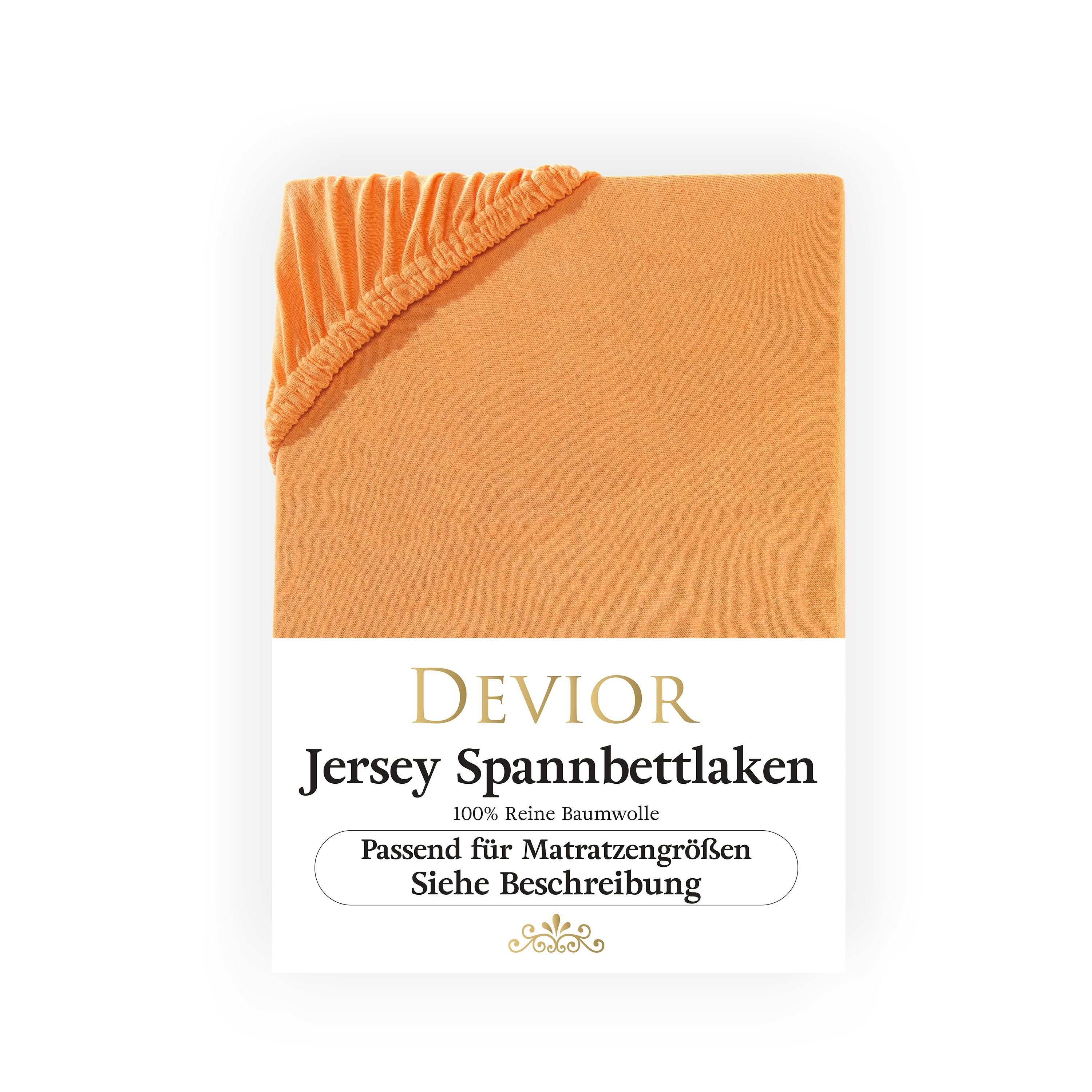 Devior Spannbettlaken für Standardmatratzen und Kinderbetten - 100% Baumwolle, 135 g/m², Jersey, Gummizug: Rundumgummizug, Anti-Statisches, atmungsaktives Laken mit Einlaufschutz - 90 x 200 cm