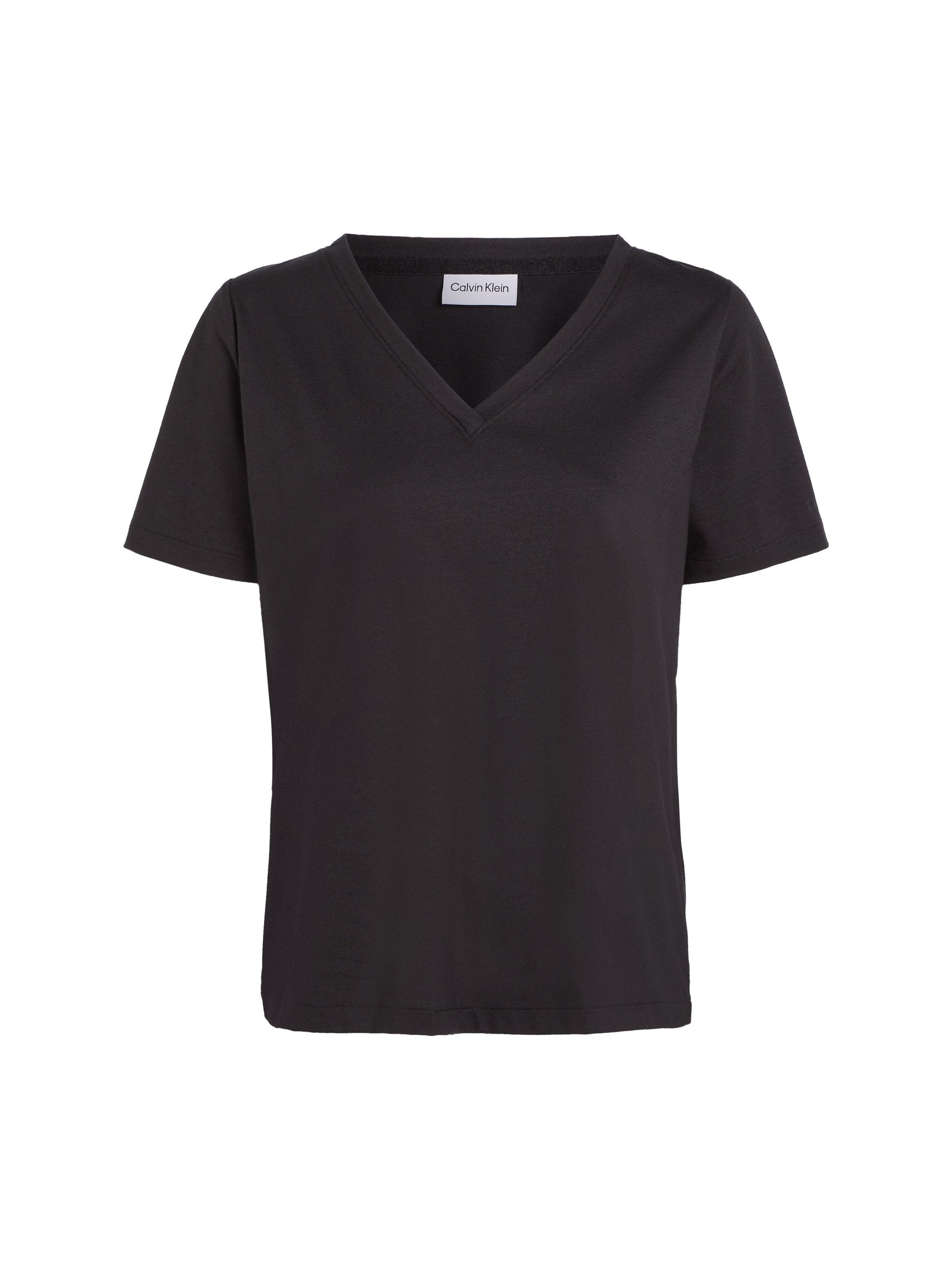 T-Shirt Calvin schwarz V-Ausschnitt mit Klein