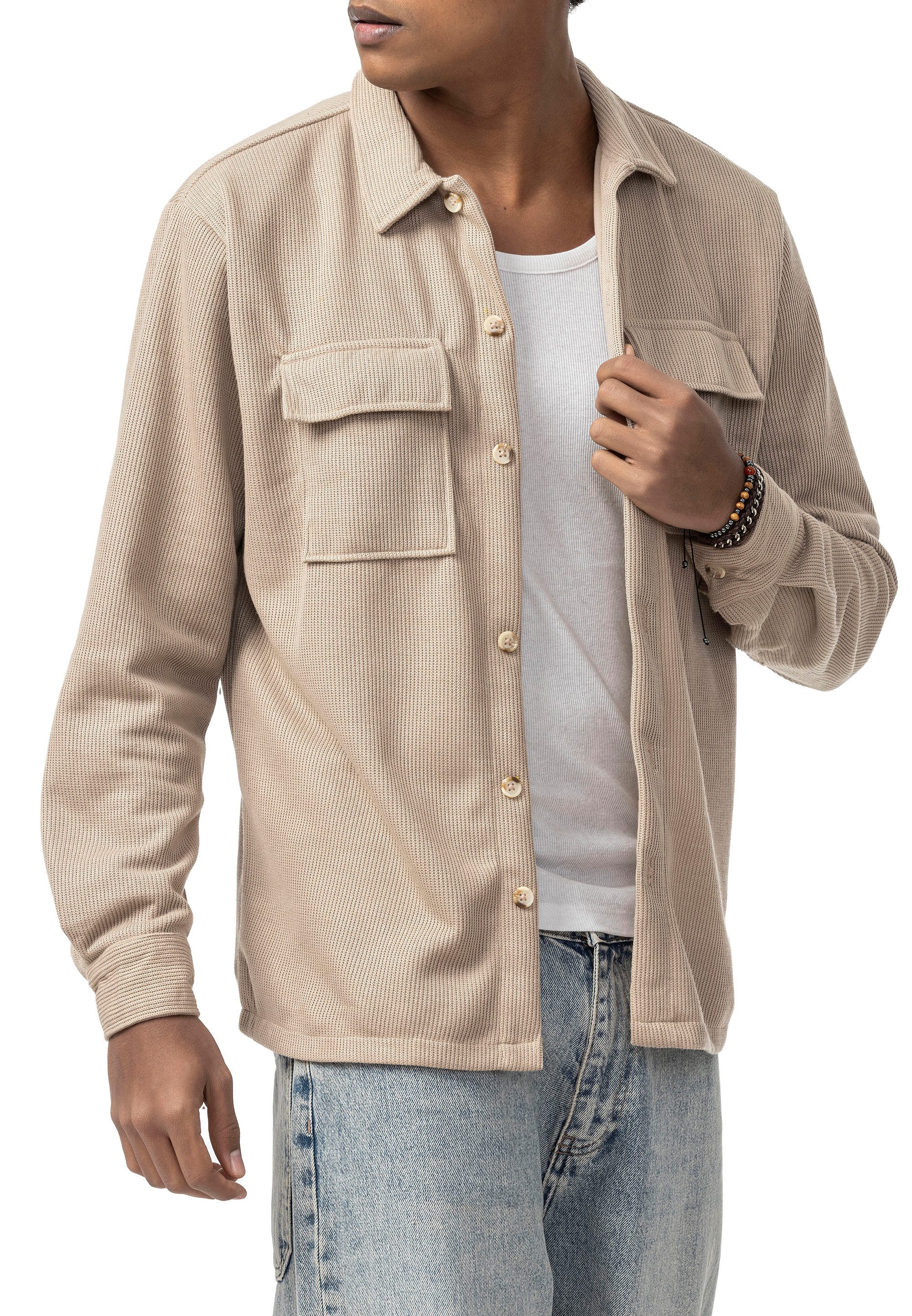 RedBridge Langarmhemd mit Brusttaschen Cordhemd mit Knopfleiste Casual