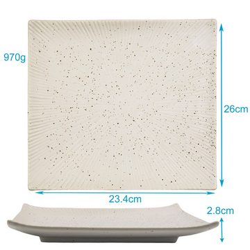 Intirilife Sushiteller, (1 St), Sushi Platte Servier Teller aus Porzellan in Weiß 26 x 23.4 x 3.8 cm