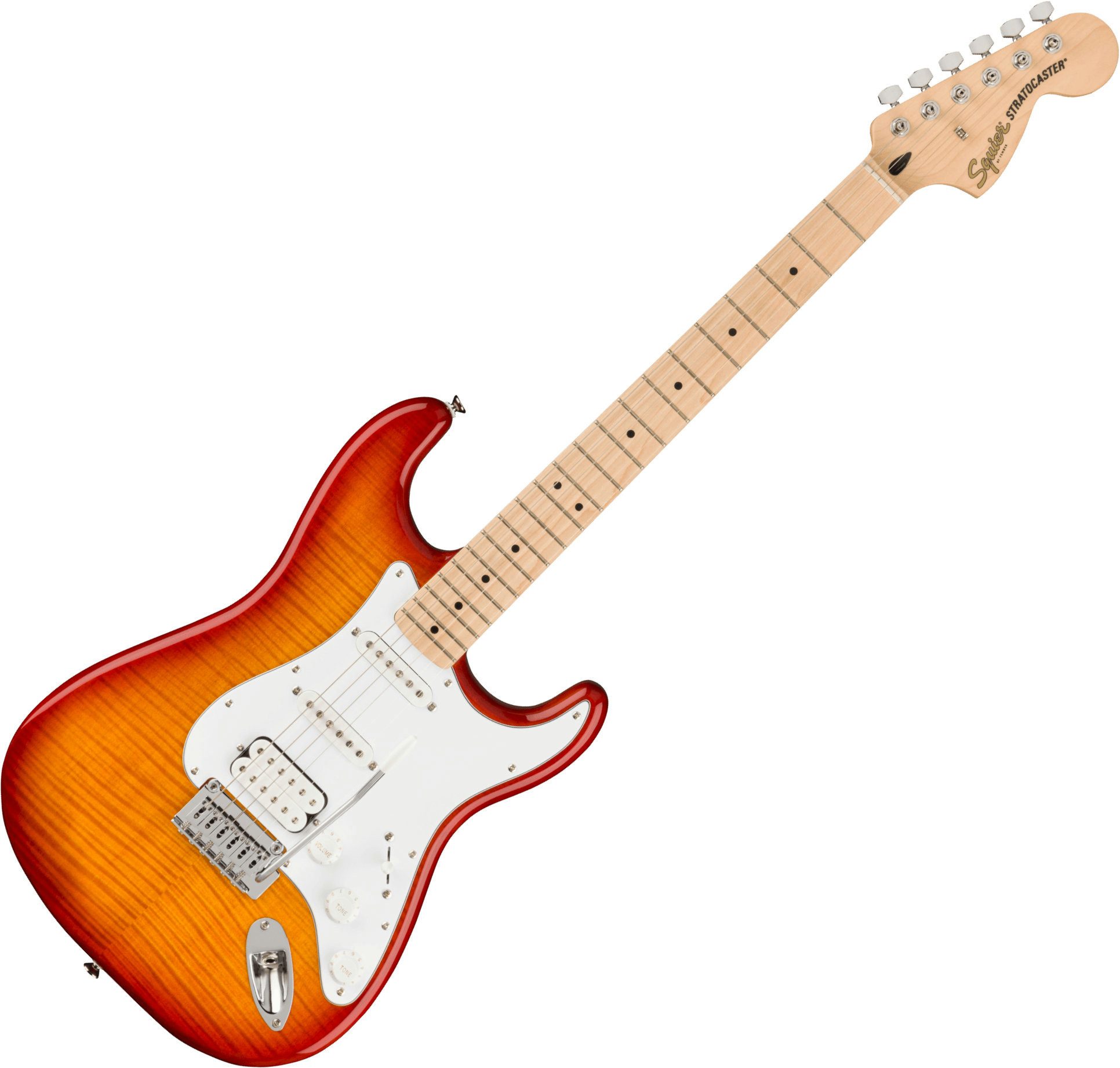 Squier E-Gitarre Affinity Stratocaster FMT HSS Sienna Sunburst, Stratocaster, Flame Maple Top und HSS-Tonabnehmer