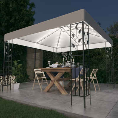 vidaXL Partyzelt Pavillon mit LED-Lichterkette 3x3 m Weiß