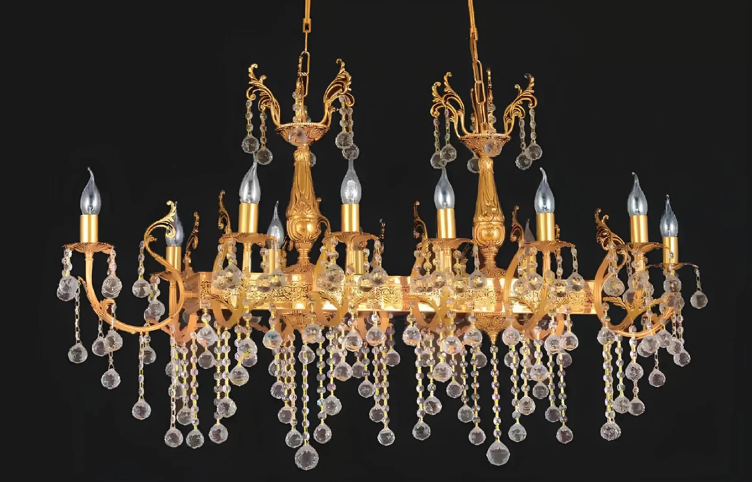 JVmoebel Kronleuchter Goldener Kristall-Lüster mit eleganter Deckenmontage, Made in Europa