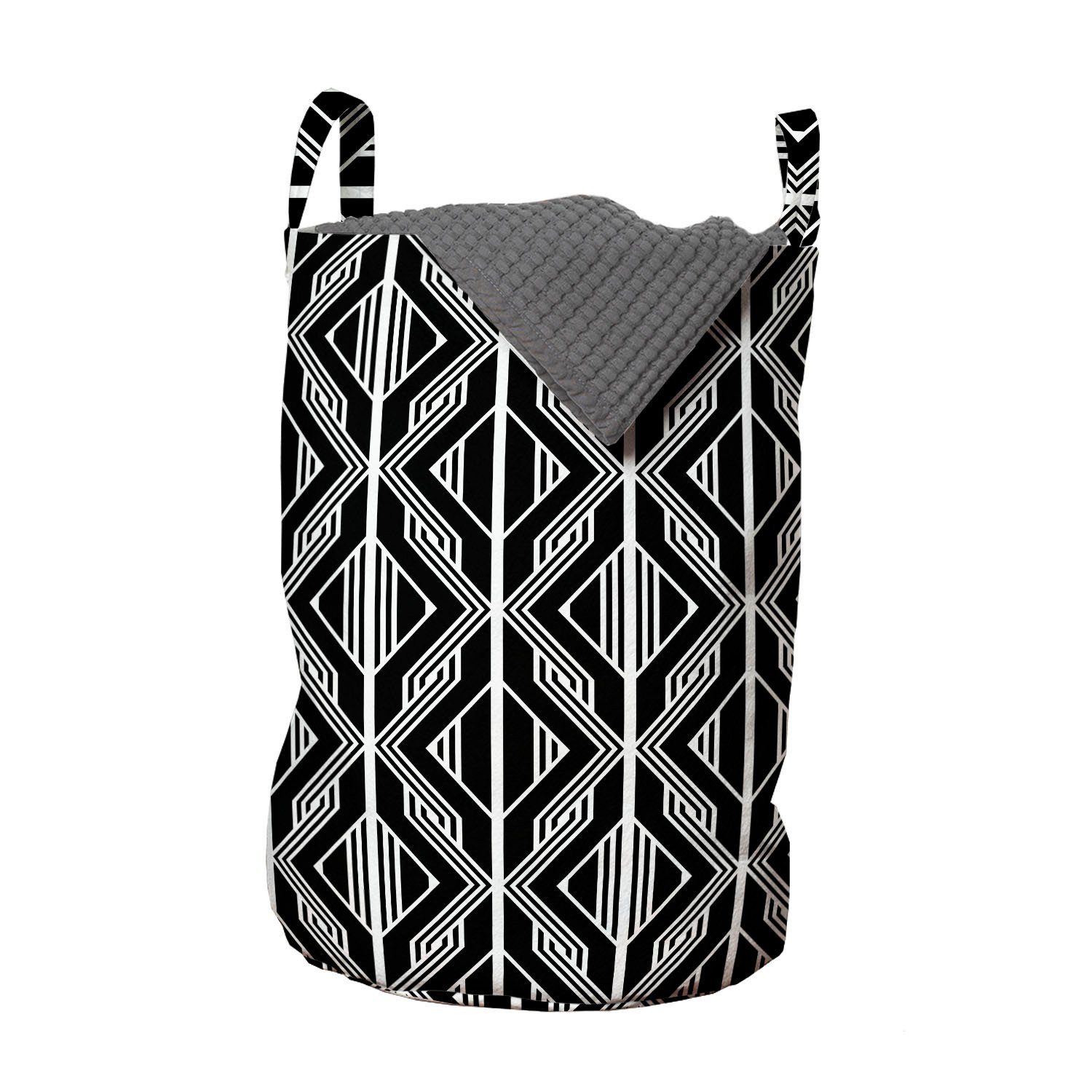 Abakuhaus Wäschesäckchen Wäschekorb mit Griffen Kordelzugverschluss für Waschsalons, geometrische Rhombus Linien und Zigzags