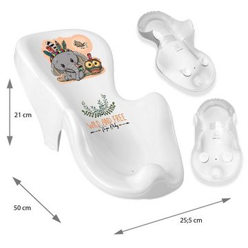 Tega-Baby Babybadewanne 3 Teile SET AB -Wild & Fre + Ständer Grau - Abflussset Baby Wanne, (Premium.Set Made in Europe), Wanne + Badesitz + Ablauf Set + Ständer