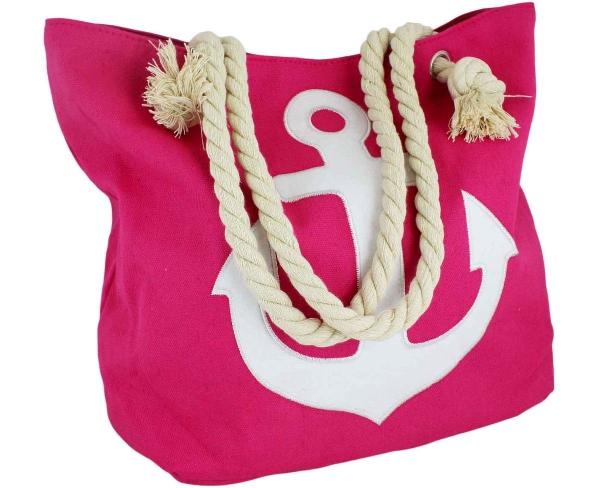Sonia Originelli Strandtasche Strandtasche Anker uni mit Ankeraufdruck Seilkordeln Shopper