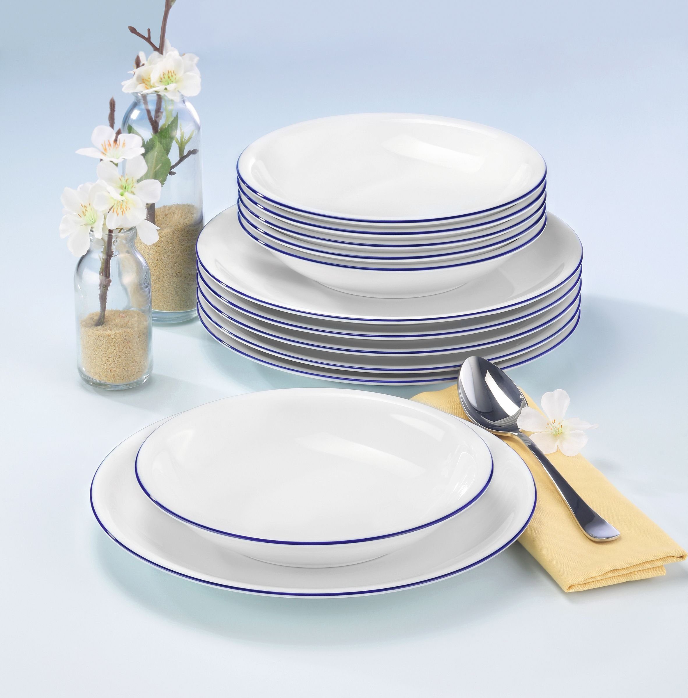 Geschirr-Set Tafelservice 12-tlg. Compact Blaurand 10795 von Seltmann Weiden