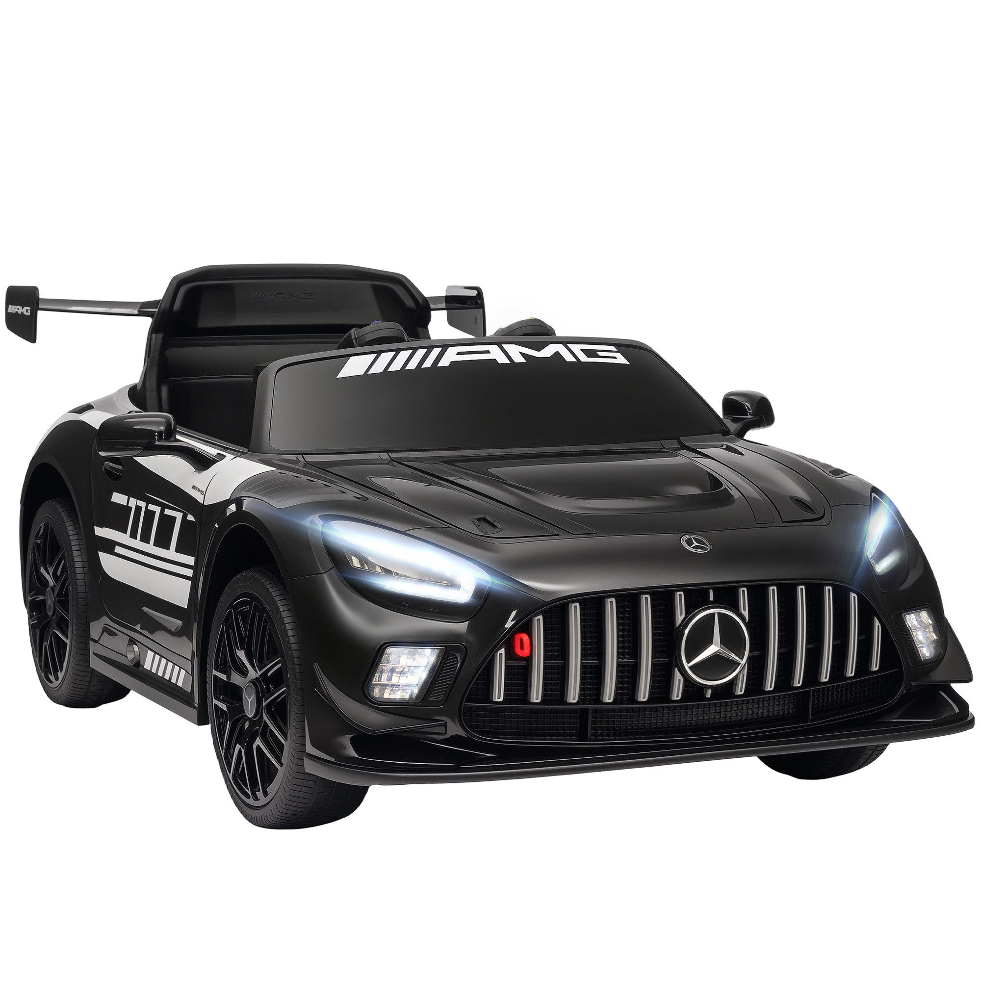 AIYAPLAY Elektro-Kinderauto Merceds-Benz AMG GTR Kinderauto mit 2,4G Fernbedienung, Hupe, Belastbarkeit 30 kg, (1-tlg), für 3-8 Jahre Kinder, Schwarz