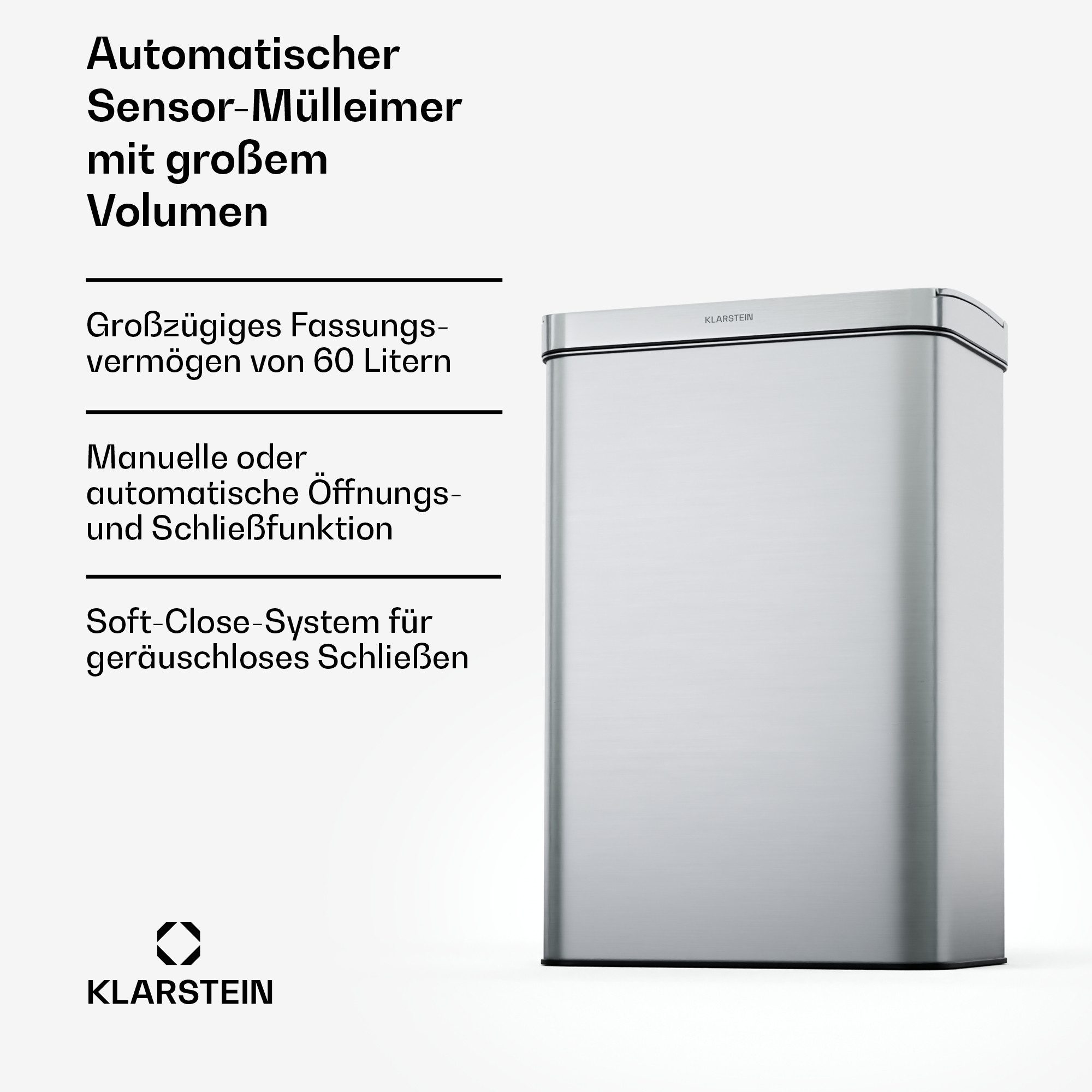 Klarstein Мусорные урны Touchless sensor bin, Sensor Trash Bin Garbage Müll Geräuschlos 60 L