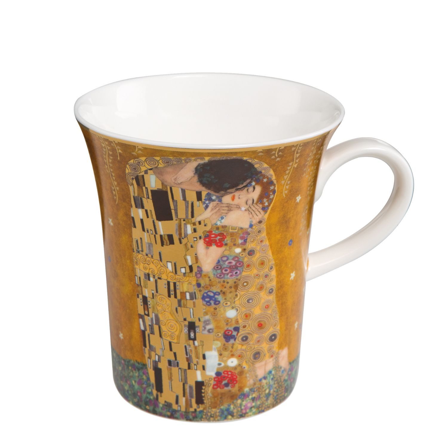 Goebel Tasse Gustav Klimt, Porzellan, Echtgolddekor, Gold, Der Kuss, H: 11.5cm