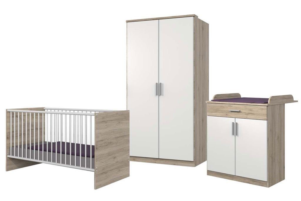 Wimex Babyzimmer-Komplettset Kiel, (Kiel, 3-teiliges Babyzimmer-Set),  3-teilig Eche sanremo / weiß