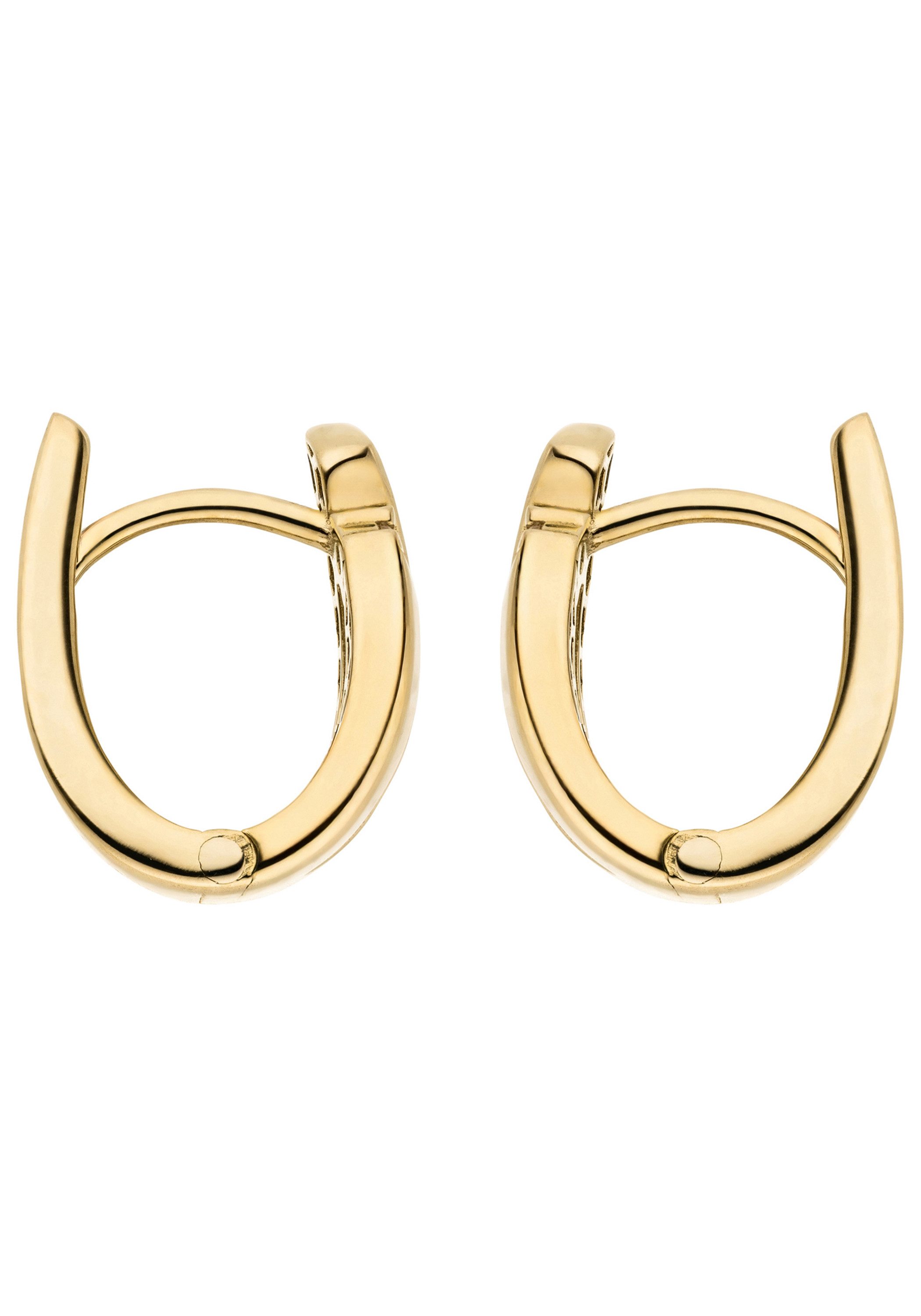 JOBO Paar Creolen Ohrringe oval 13,6 mm, 8 Karat 333 Gold mit 2 Zirkonia
