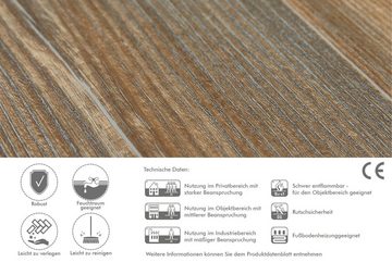 Andiamo Vinylboden Holzoptik 4 Eiche, Landhausdiele, robust, pflegeleicht, Fußbodenheizung geeignet