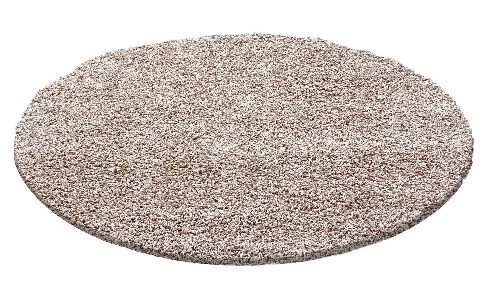 Hochflorteppich Wohnzimmer Hochflor-Teppich Miovani, Schlafzimmer Langflor, Shaggy Teppich 30 Höhe: Rund, Beige mm