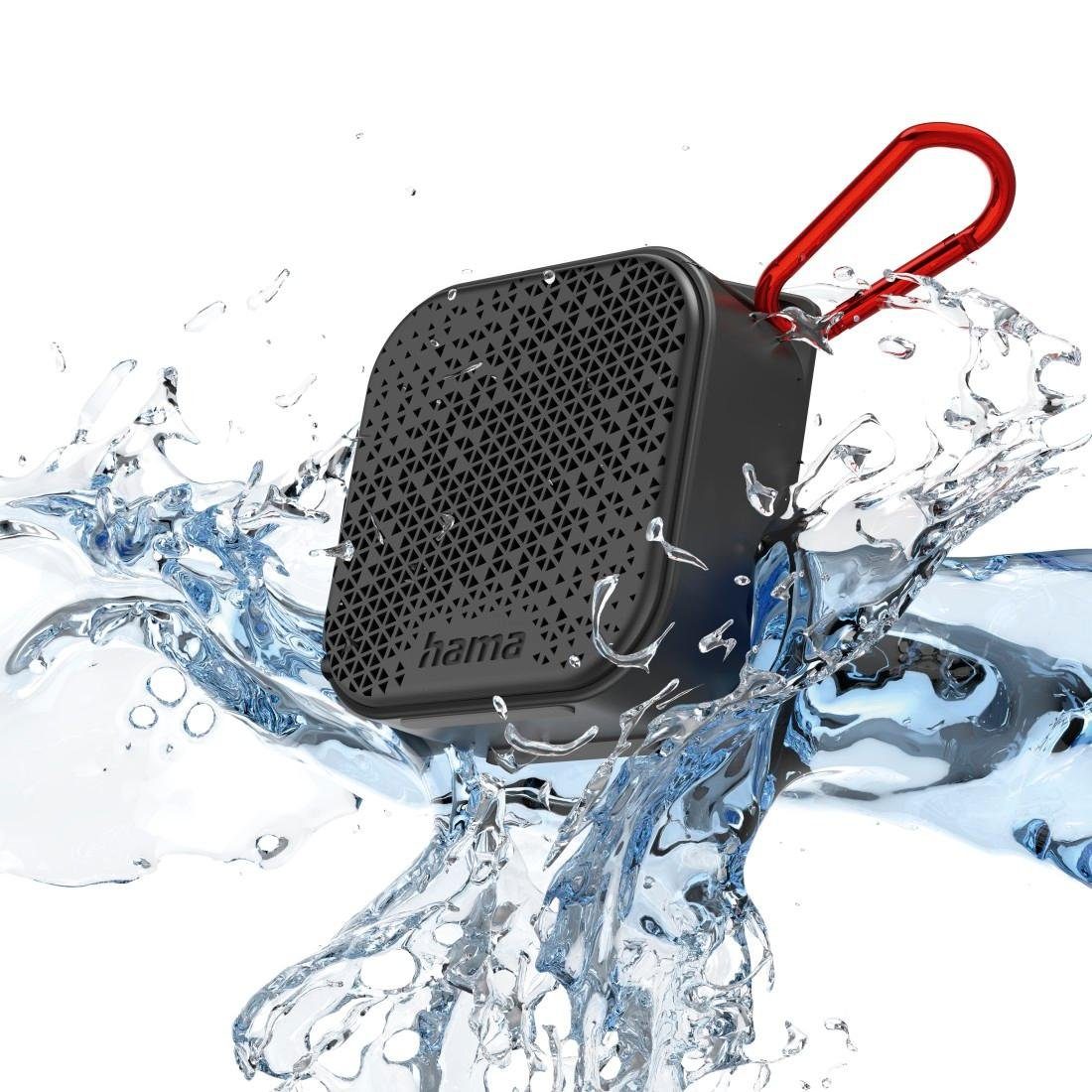 Hama Bluetooth Lautsprecher kabellos wasserdicht IPX7 Outdoor mit Akku Bluetooth-Lautsprecher (3,5 W) schwarz | Lautsprecher
