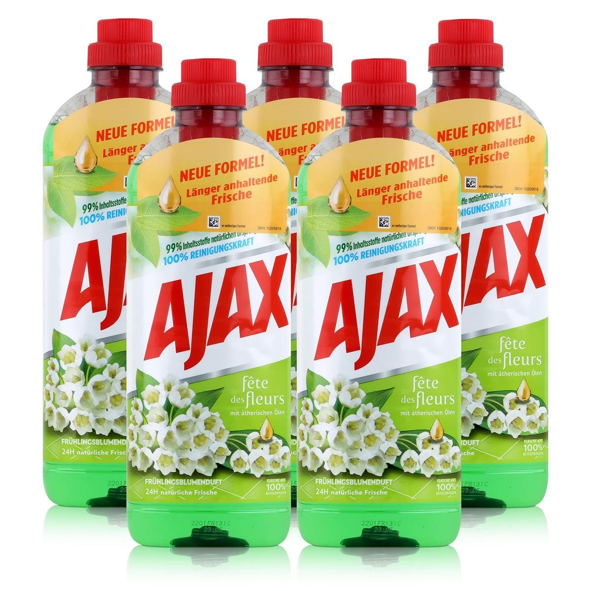 AJAX Ajax Allzweckreiniger Frühlingsblume 1 Liter - Bodenreiniger (5er Pack Allzweckreiniger