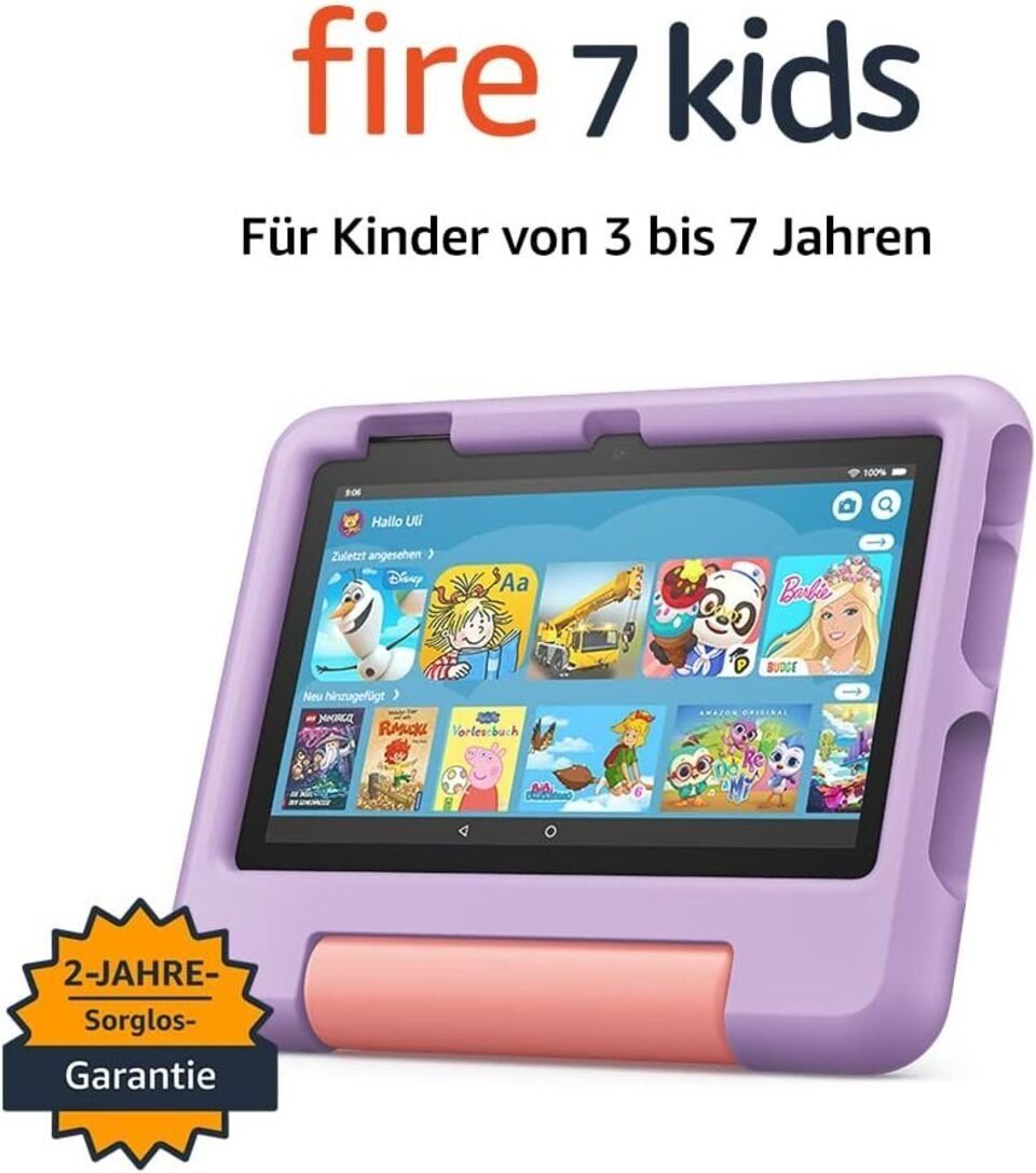 Fire 7 Kids-Tablet, 7-Zoll-Display, für Kinder von 3 bis 7 Jahren, 16 GB Grafiktablett Violett