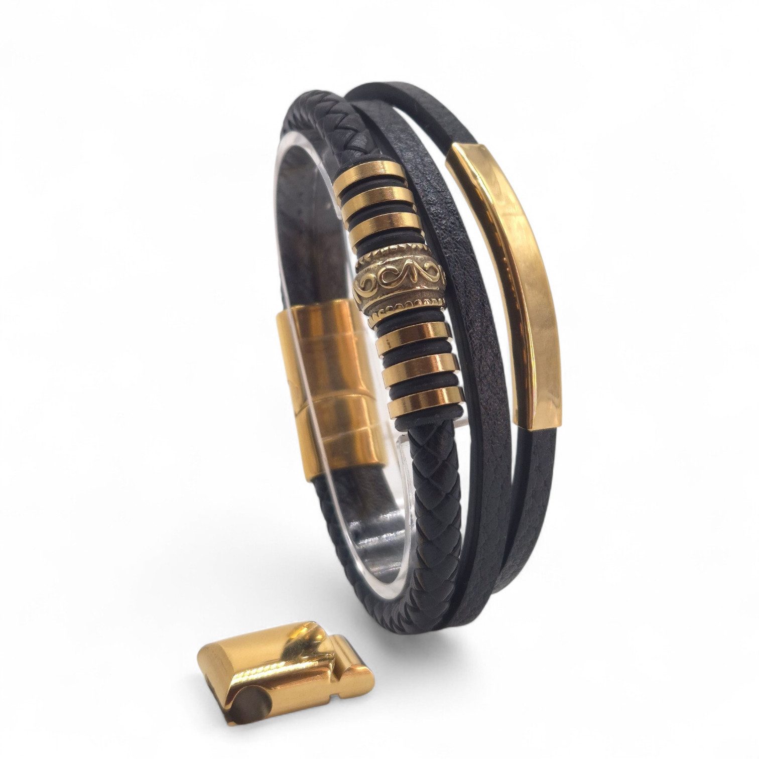 Lederarmband Leder elegantes Armband Echtleder – geflochten mit Magnetverschluss