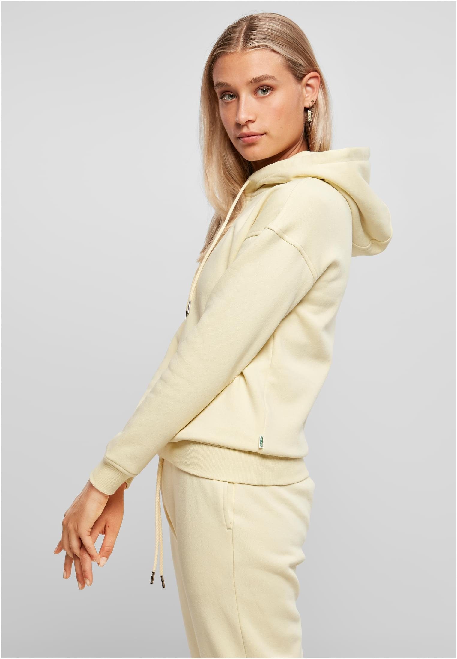 URBAN CLASSICS Ladies softyellow Kapuzenpullover (1-tlg) Hoody Damen Organic