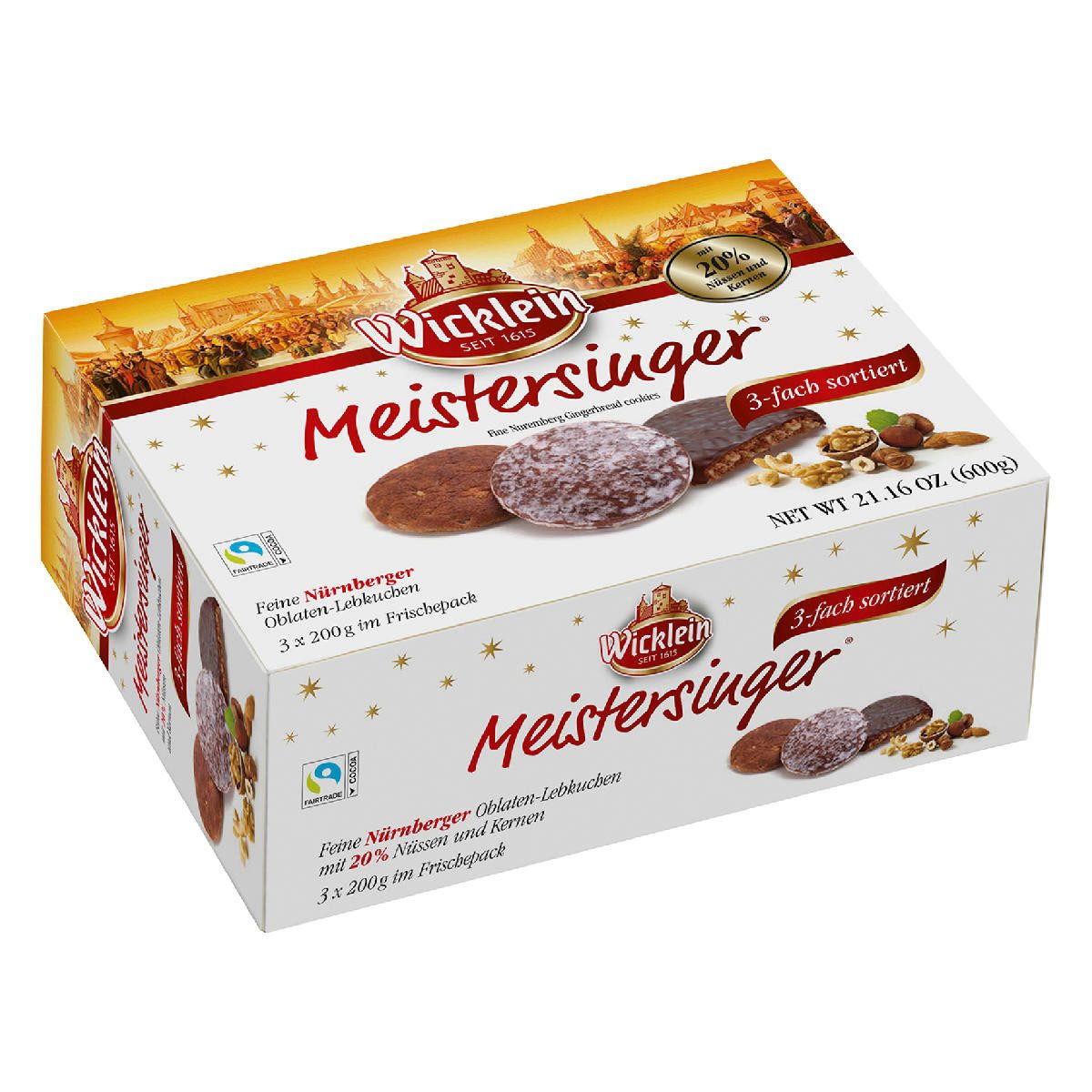 Wicklein Süßigkeit, Wicklein Meistersinger Nürnberger Oblaten Lebkuchen mit Nüssen 600g