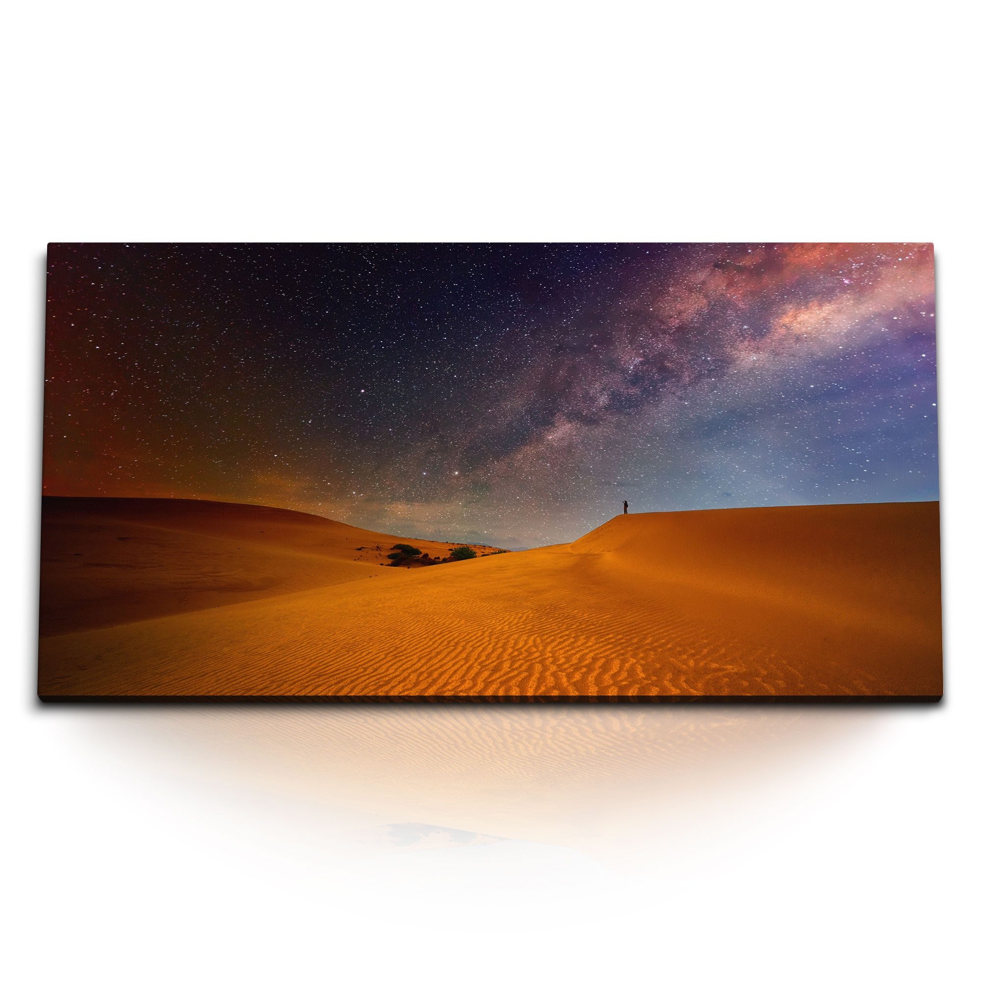 Leinwandbild Kunstdruck Bilder 120x60cm Wüste bei Nacht Milchstraße Sternenhimmel A