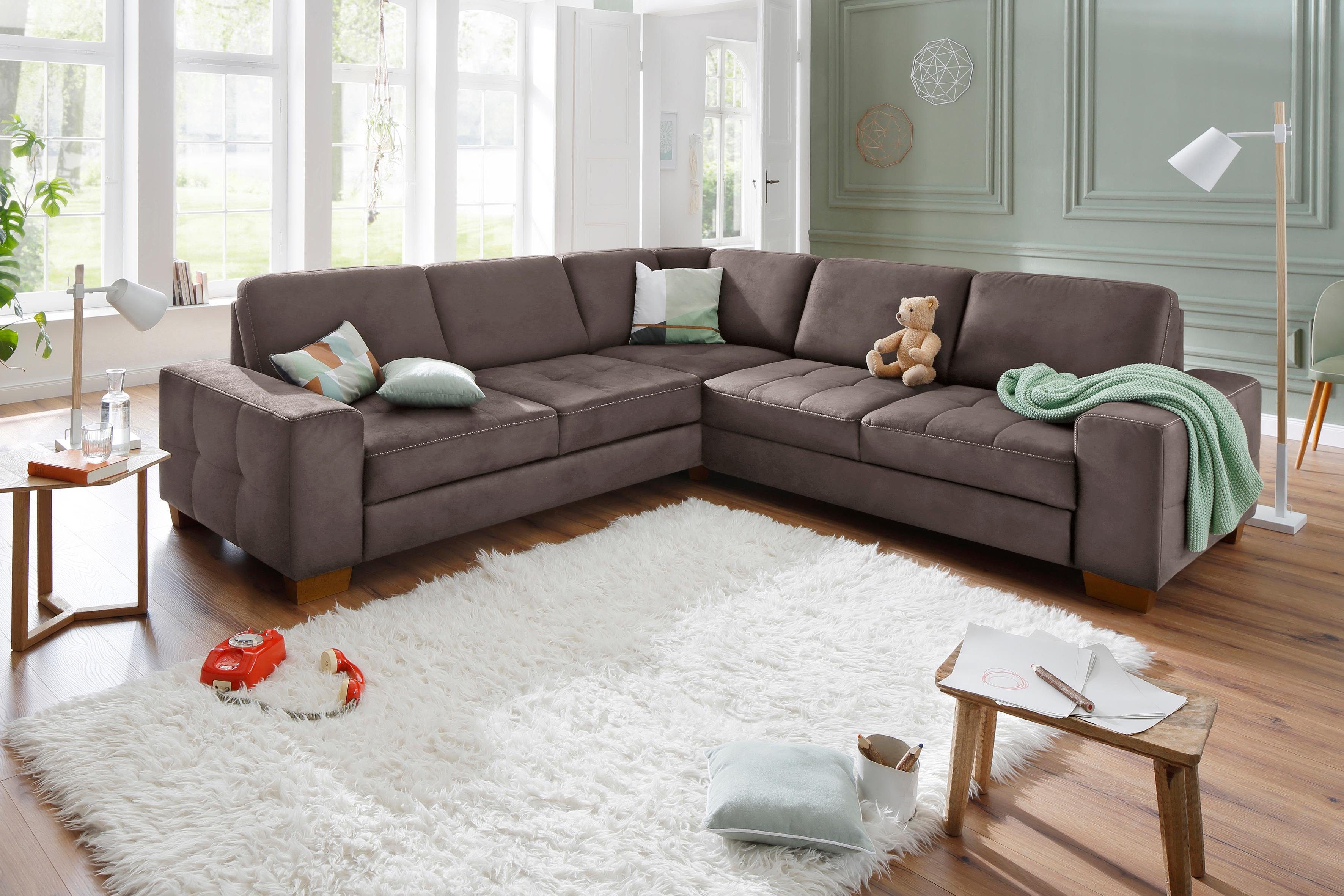 Home affaire Ecksofa "Puccini L-Form" mit Federkern, Sitztiefenverstellung, günstig online kaufen