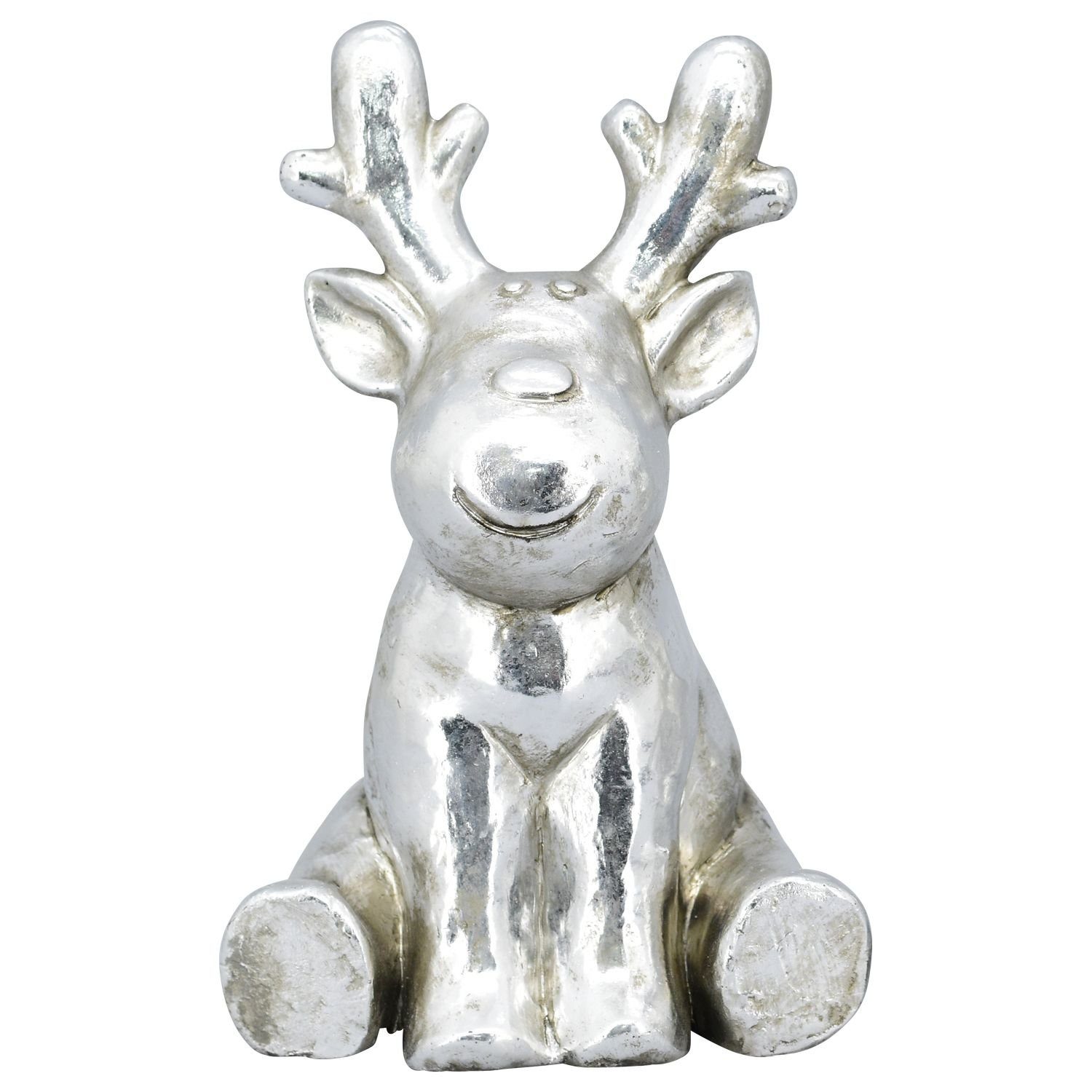 Exner GmbH Garten- & Wohnaccessoires Weihnachtsfigur Rentier ArgenT -  silber - Polyresin - 15x13x23,5 cm