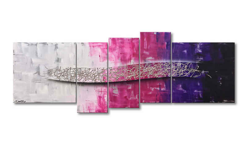 WandbilderXXL XXL-Wandbild Purple Dream 210 x 80 cm, Abstraktes Gemälde, handgemaltes Unikat