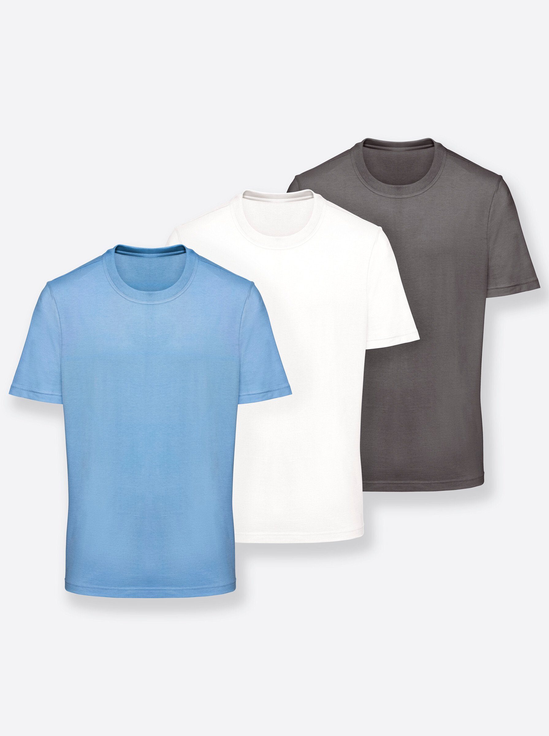 WITT WEIDEN Unterziehshirt (3-St) anthrazit + blau + weiß | Unterhemden
