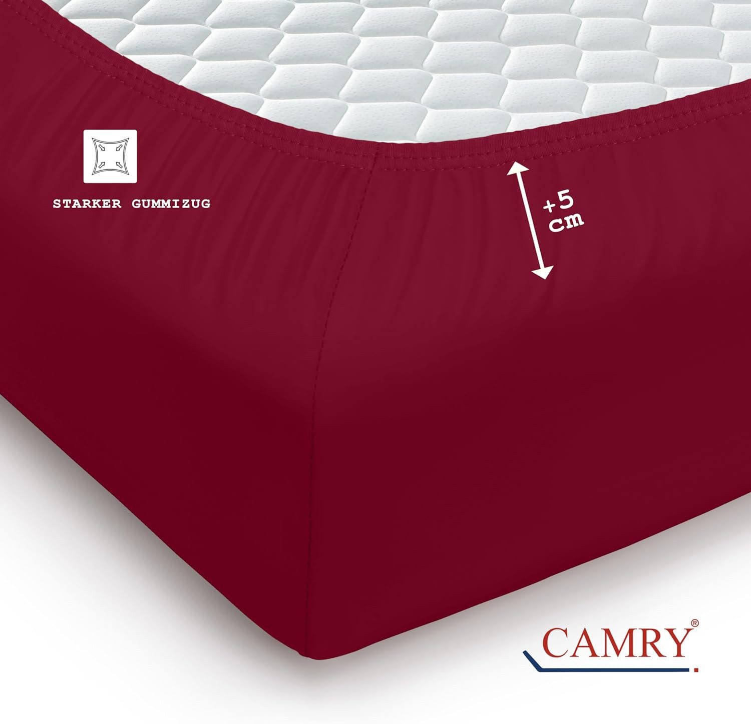 Camry Spannbettlaken CLASSIC Jersey 100% Baumwolle Spannbetttuch atmungsaktiv Gummizug, Jersey Baumwolle, Gummizug: rundum, 100% Baumwolle, alle Matratzenhöhen, – Bild 4 von 5