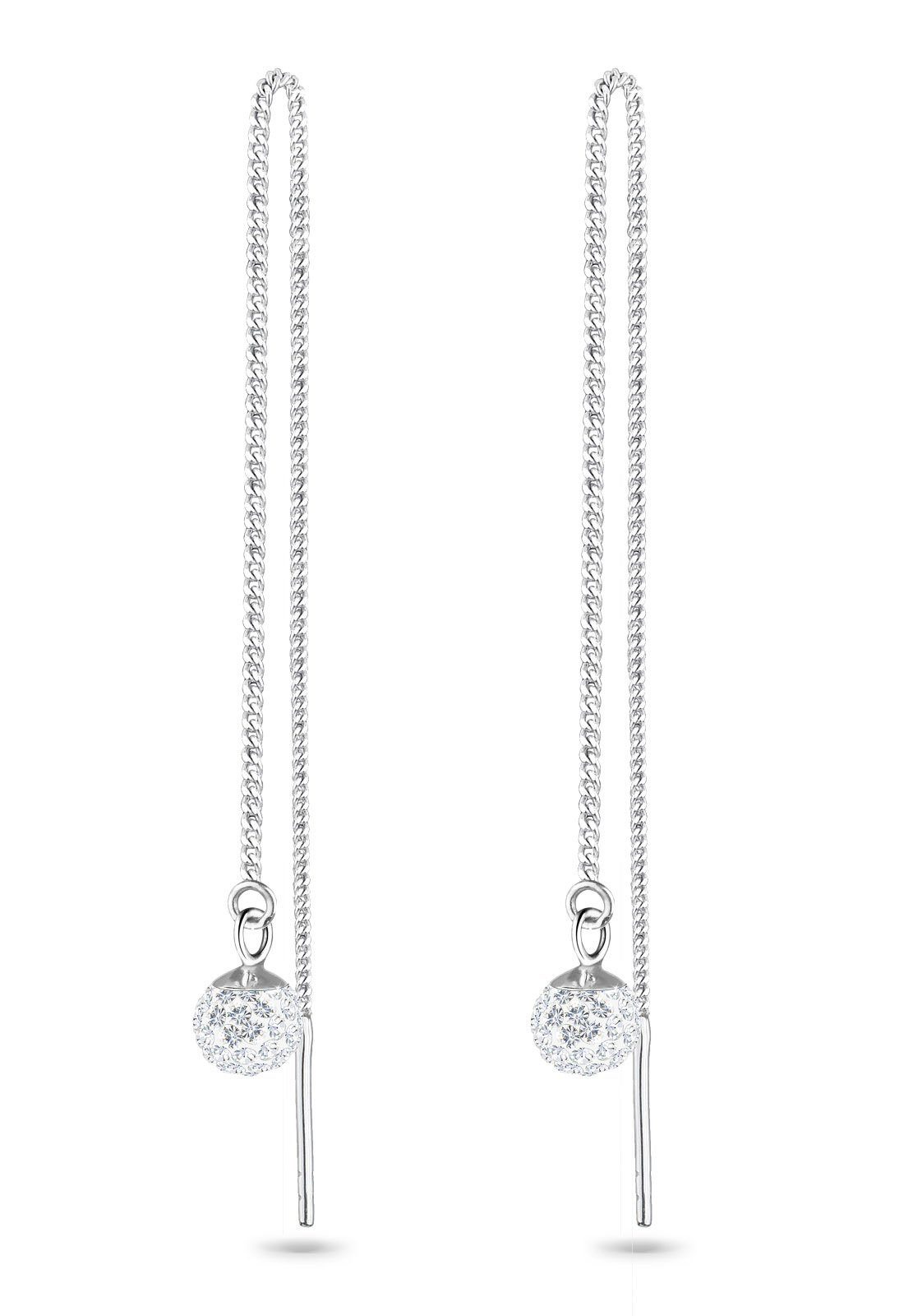 Paar Ohrhänger Hänger Kugel 925 Silber, mit Kristallen von Swarovski®