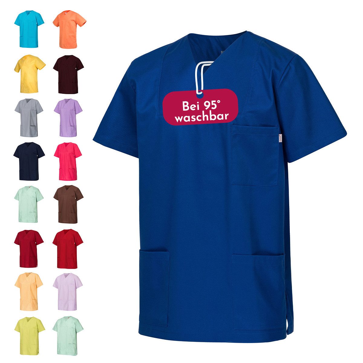 Clinotest Funktionsbluse Kasack Damen & Herren - 95 Grad waschbare, kochfest ohne einzulaufen (1-tlg) Schlupfkasack aus Baumwolle & Polyester - Berufsbekleidung für Pflege