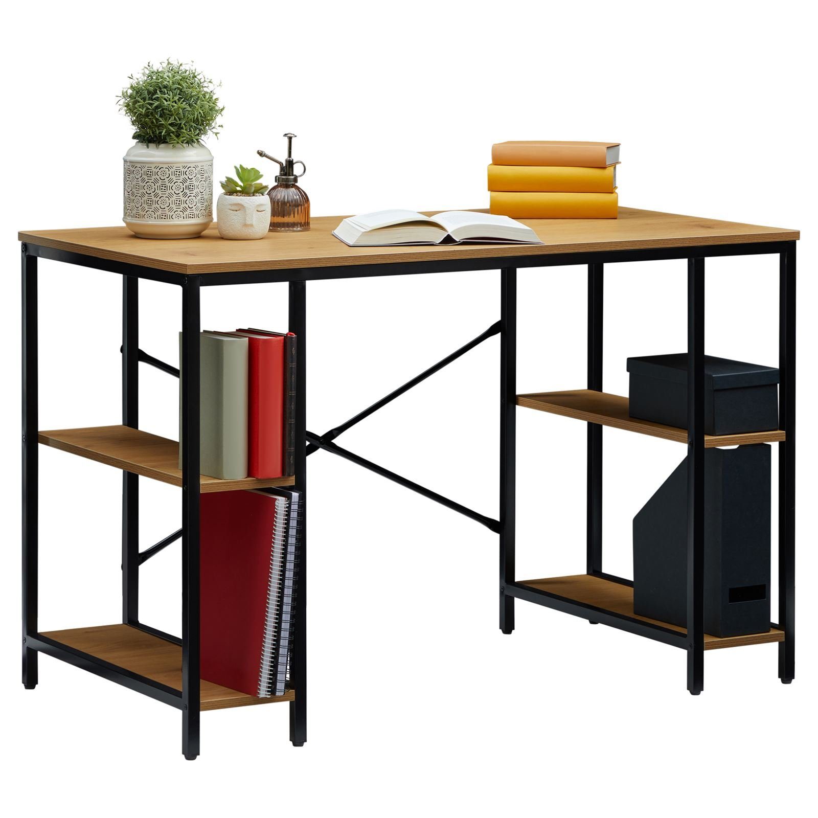 Wildeiche Industrial EVORA, Stil CARO-Möbel aus Metall und in Schreibtisch MDF Schreibtisch 4 schwarz