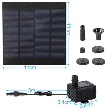 Clanmacy Solarpumpe 1.2W Springbrunnen 7V Solar Teichpumpe für Garten und Terrassenbrunnen