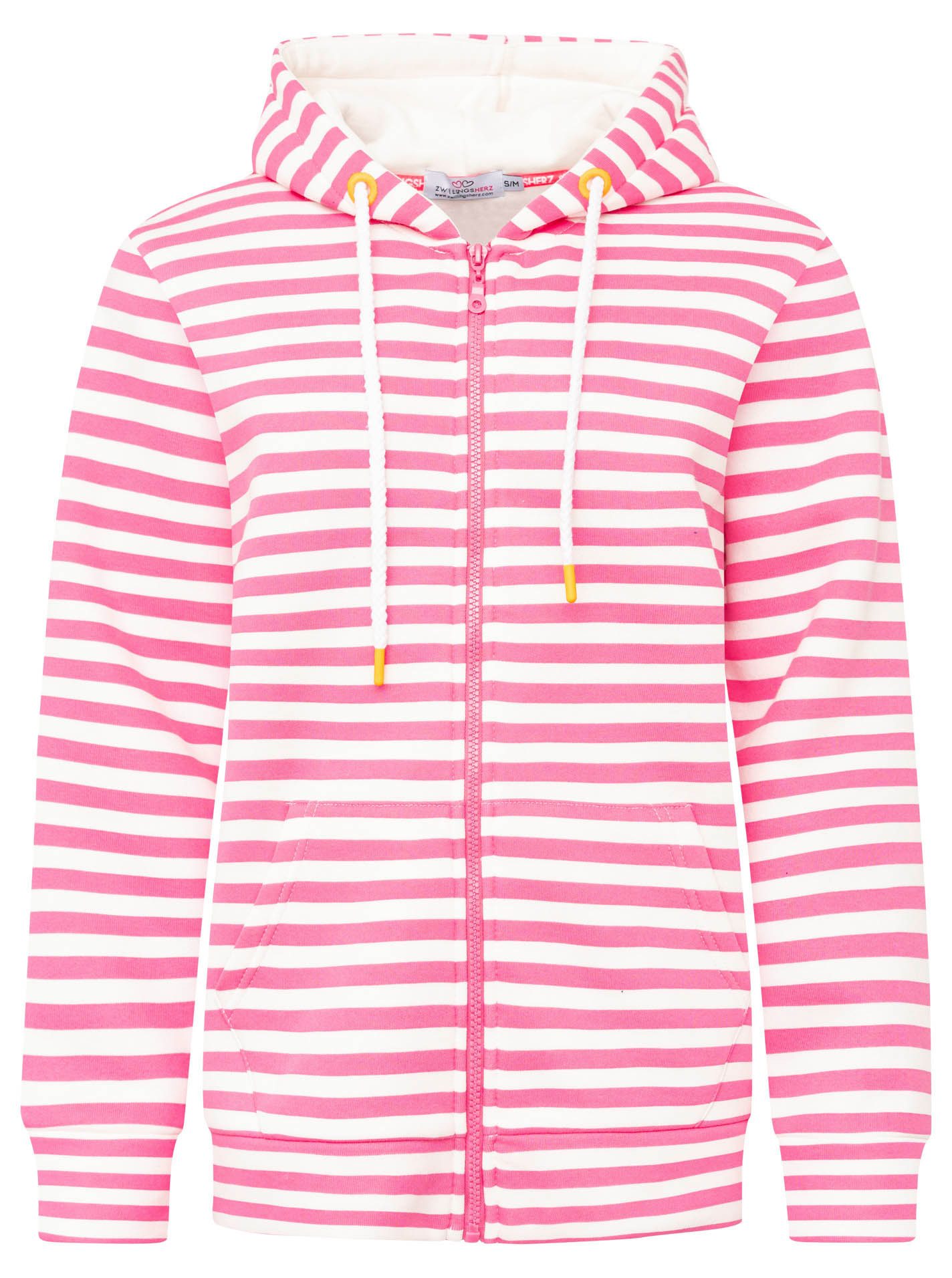 Zwillingsherz Kapuzensweatjacke "Streifen Strandglück" gestreifte Hoodiejacke mit Strandglück Stickerei und Anker am Rücken