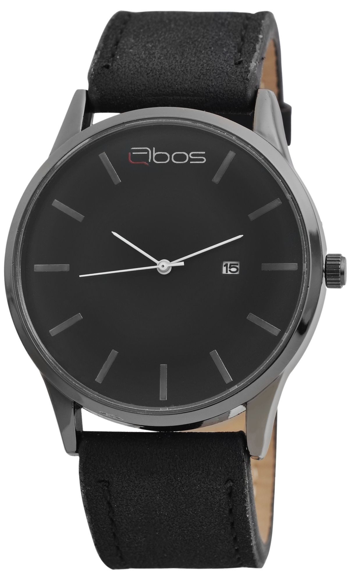 Qbos Quarzuhr QB0038 QBOS Herrenuhr mit Lederimitationsarmband, Herrenuhr Lederimitat