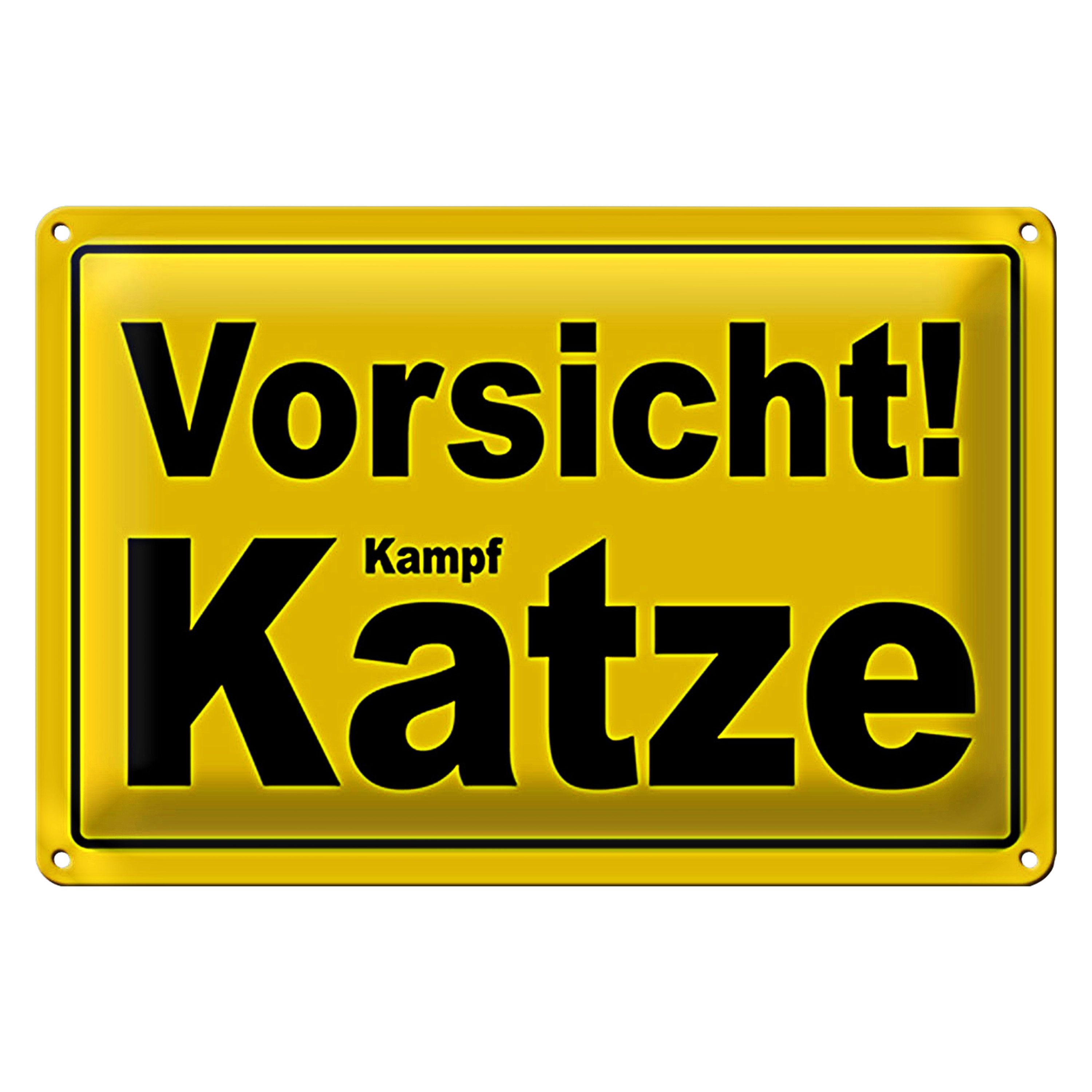 Roomando Metallschild Blechschild Spruch 30x20cm Vorsicht Kampf Katze