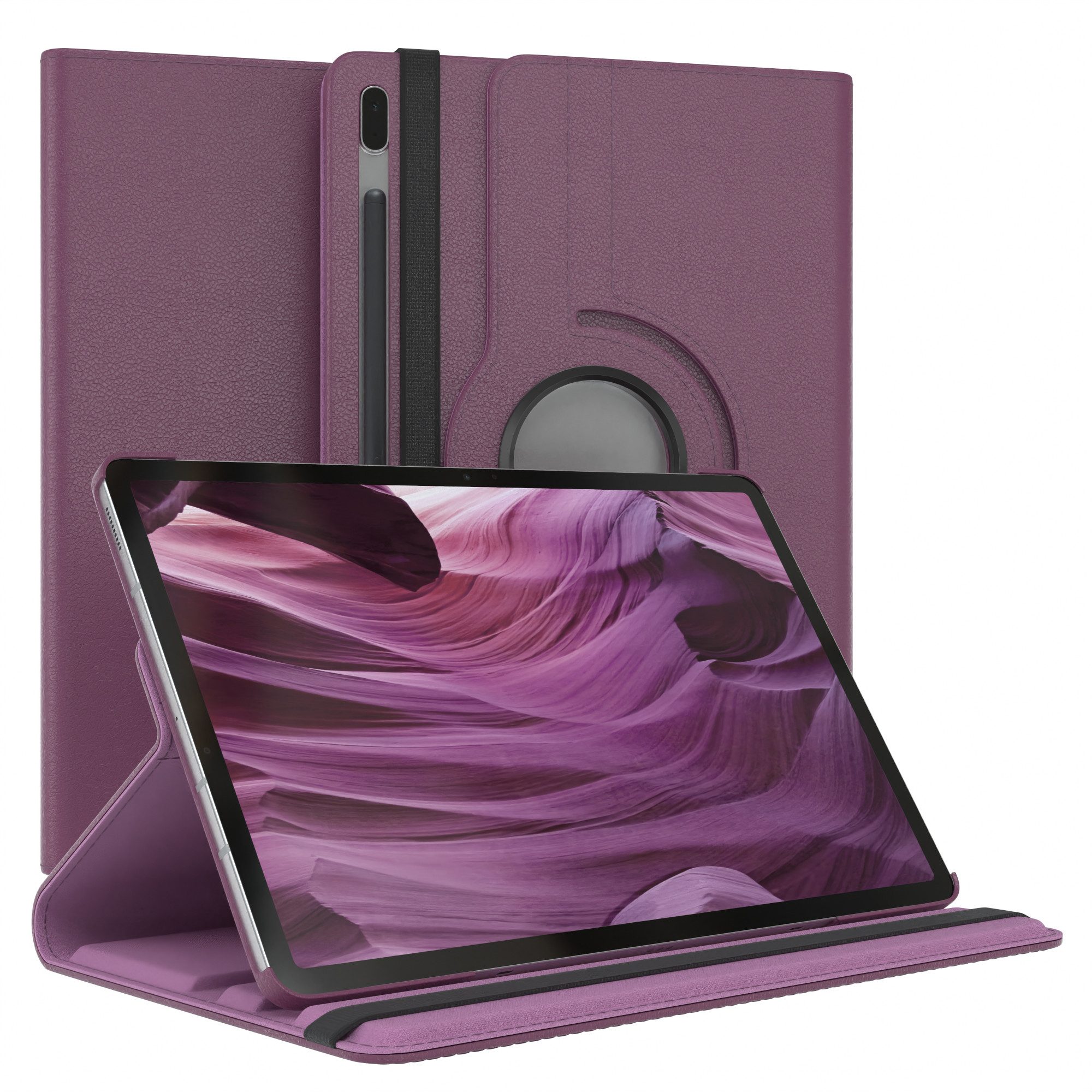 EAZY CASE Tablet-Hülle Rotation Case für Samsung Galaxy Tab S7 FE / 5G 12,4 Zoll, Tablet-Hülle Bookstyle Case Fullcover Schutz Tasche Stehfunktion Lila