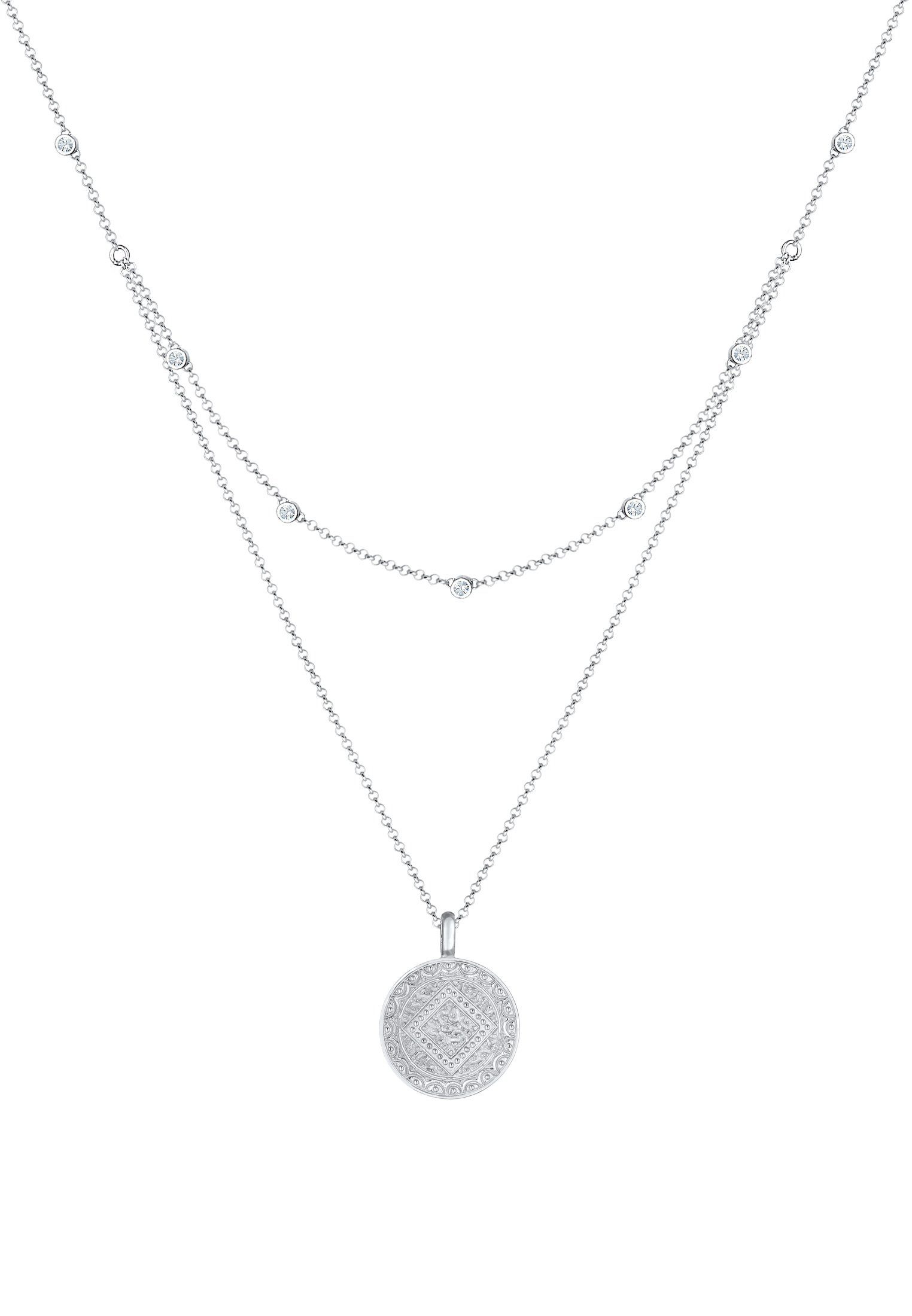 Elli Gliederkette Münze Plättchen Kristalle 925 günstig online kaufen