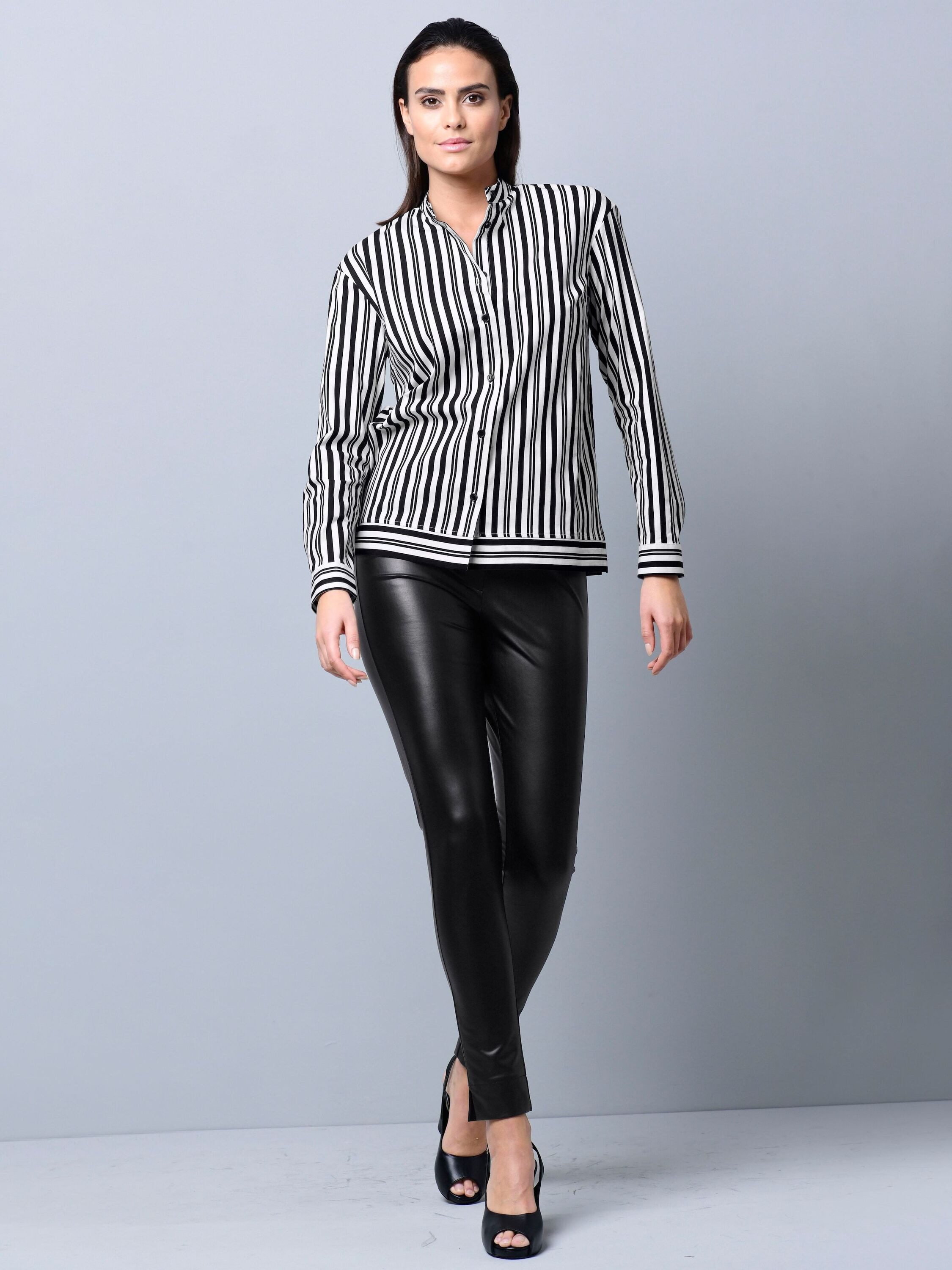 Alba Moda Hemdbluse Streifenbluse mit Knopfleiste