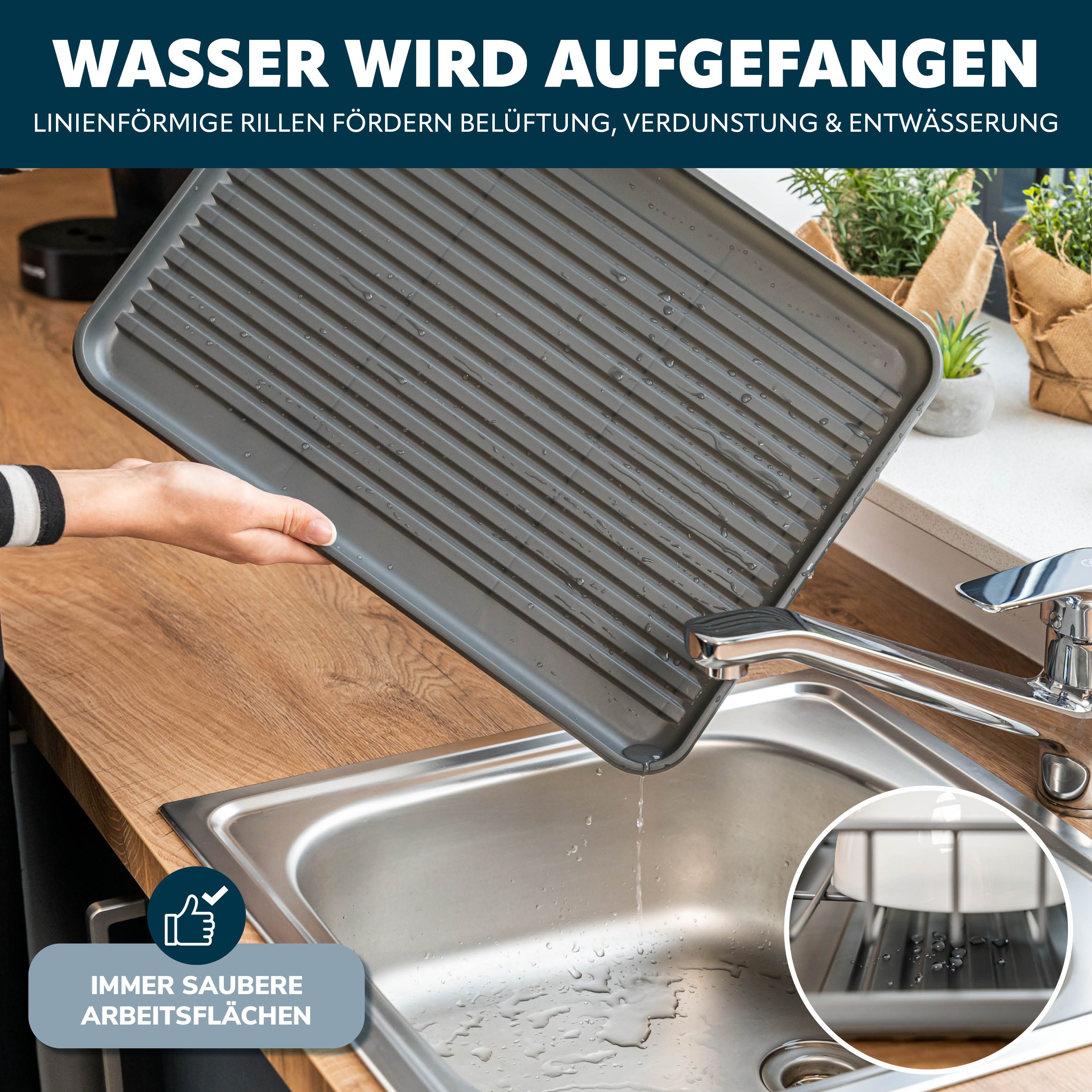 eluno Geschirrständer Metall-Abtropfgestell mit Abtropfschale für Geschirr mit Besteckhalter – Bild 5 von 5