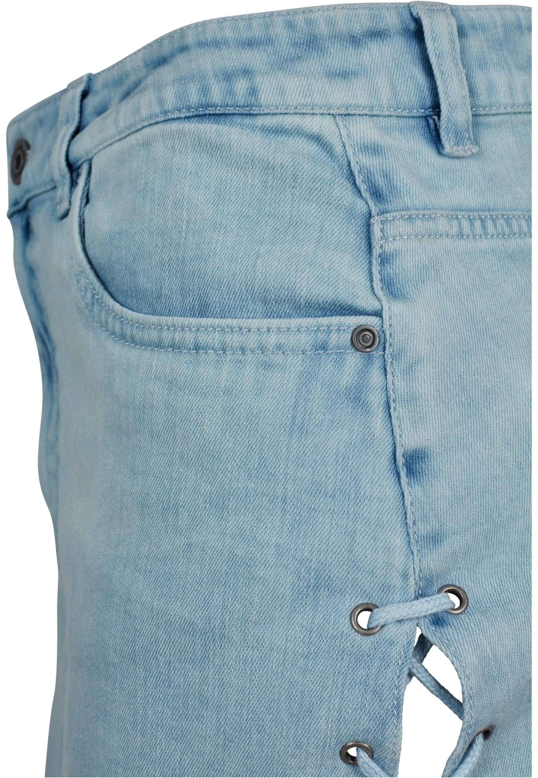Damen Jerseyrock CLASSICS (1-tlg) Denim URBAN bleached Skirt Ladies Lace blue Up
