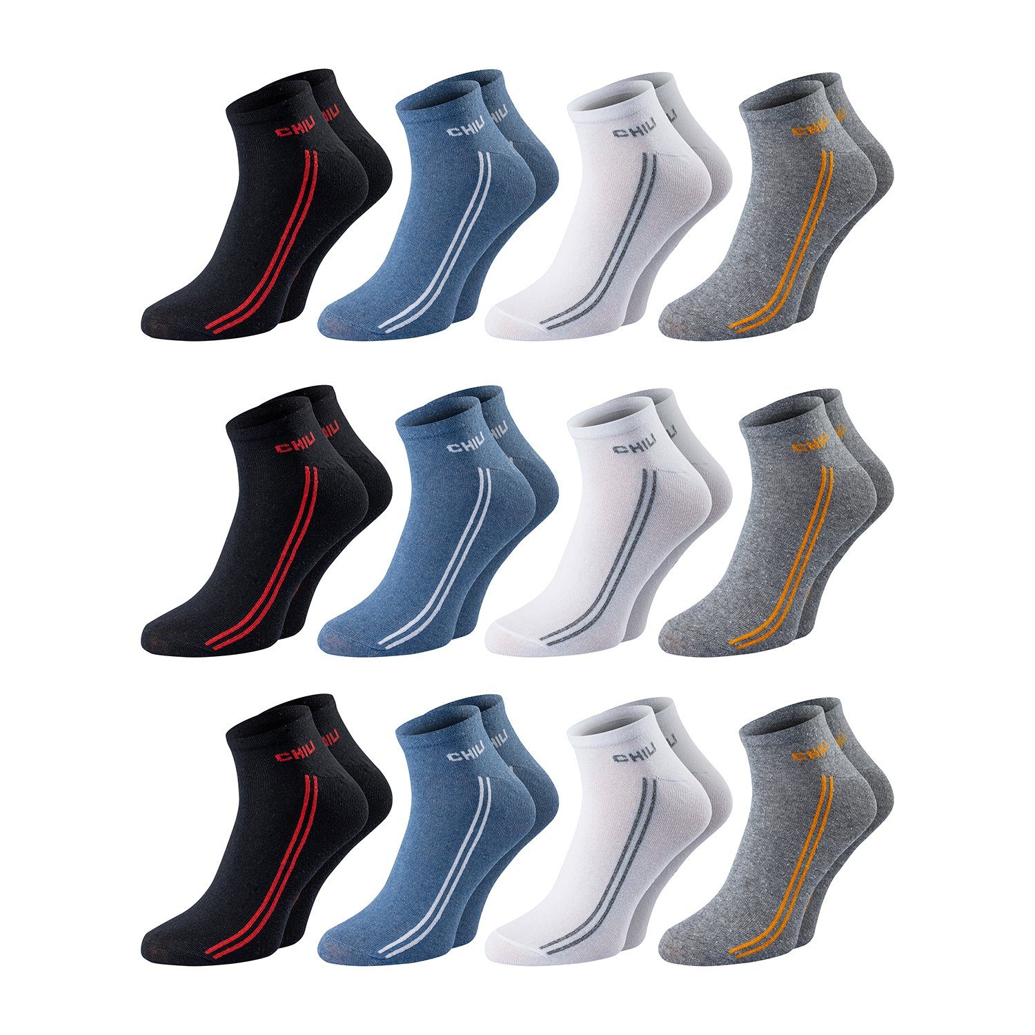 Chili Lifestyle Strümpfe Sneaker Sport Socken, 12 Paar, Damen und Herren, Freizeit, Baumwolle