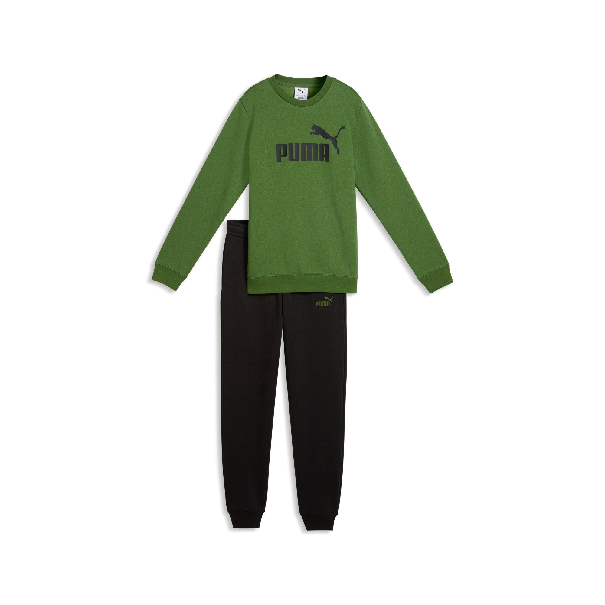 PUMA Trainingsanzug ESS NO1 LOGO CREW SWEAT SUIT FL B (2-tlg), zweiteilig, entspannte Passform, ohne Kapuze