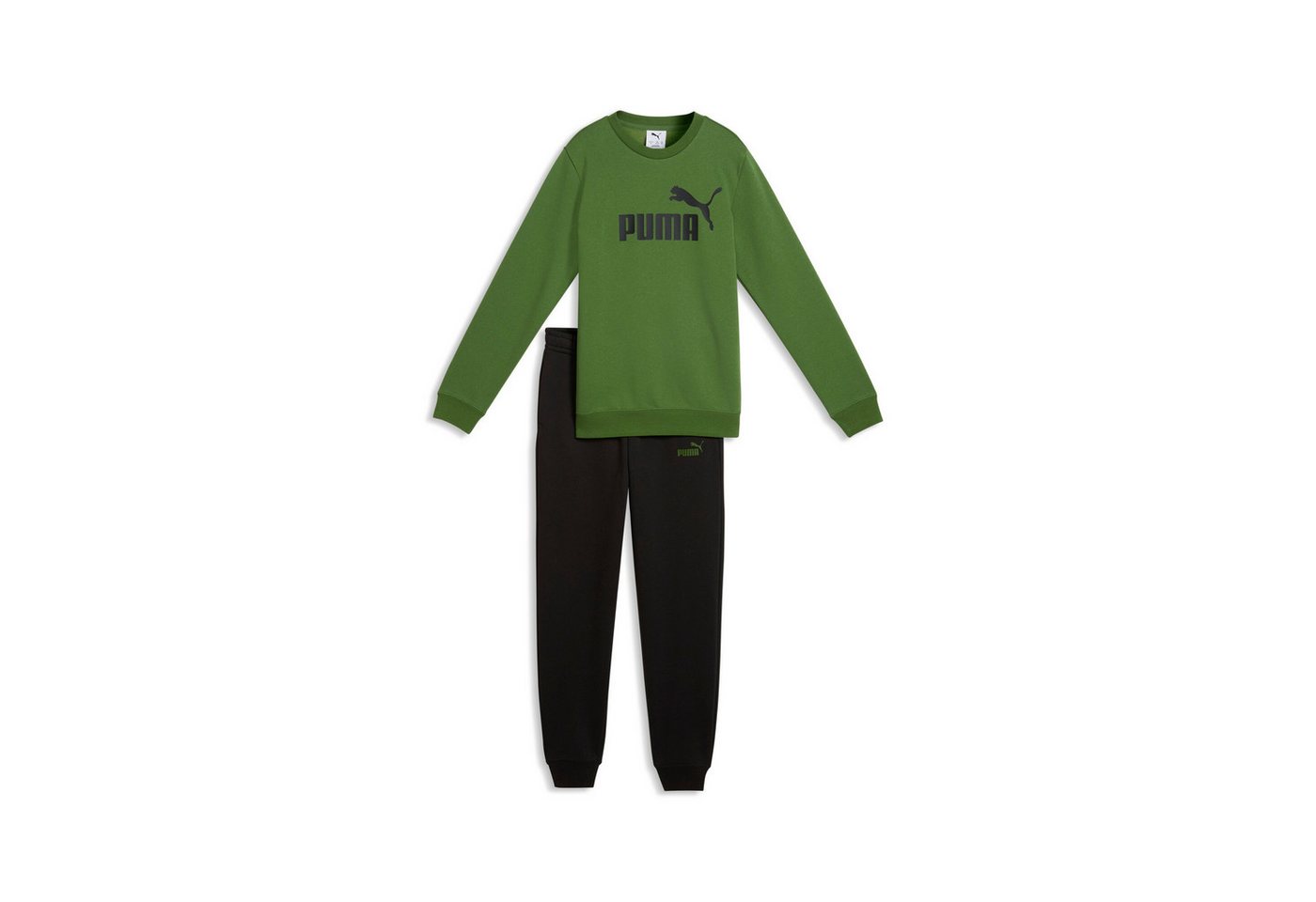 PUMA Trainingsanzug ESS NO1 LOGO CREW SWEAT SUIT FL B (2-tlg), zweiteilig, entspannte Passform, ohne Kapuze