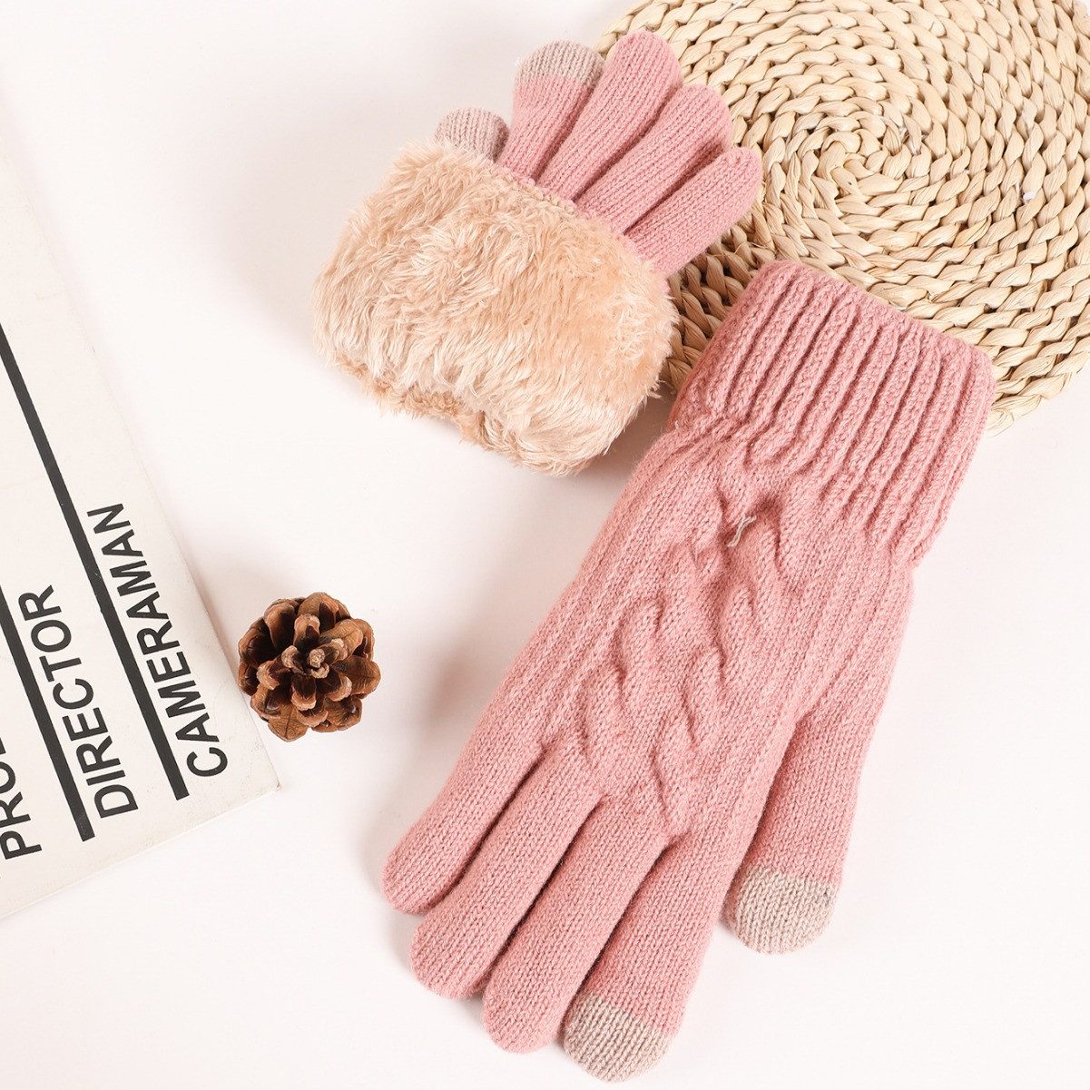 Cachito Fleecehandschuhe Warme Winterhandschuhe Fleece Strickhandschuhe Touchscreen Thermo (für Herren Damen Weihnachten und Neujahr Geschenkideen) für Outdoor  – Bild 2 von 5