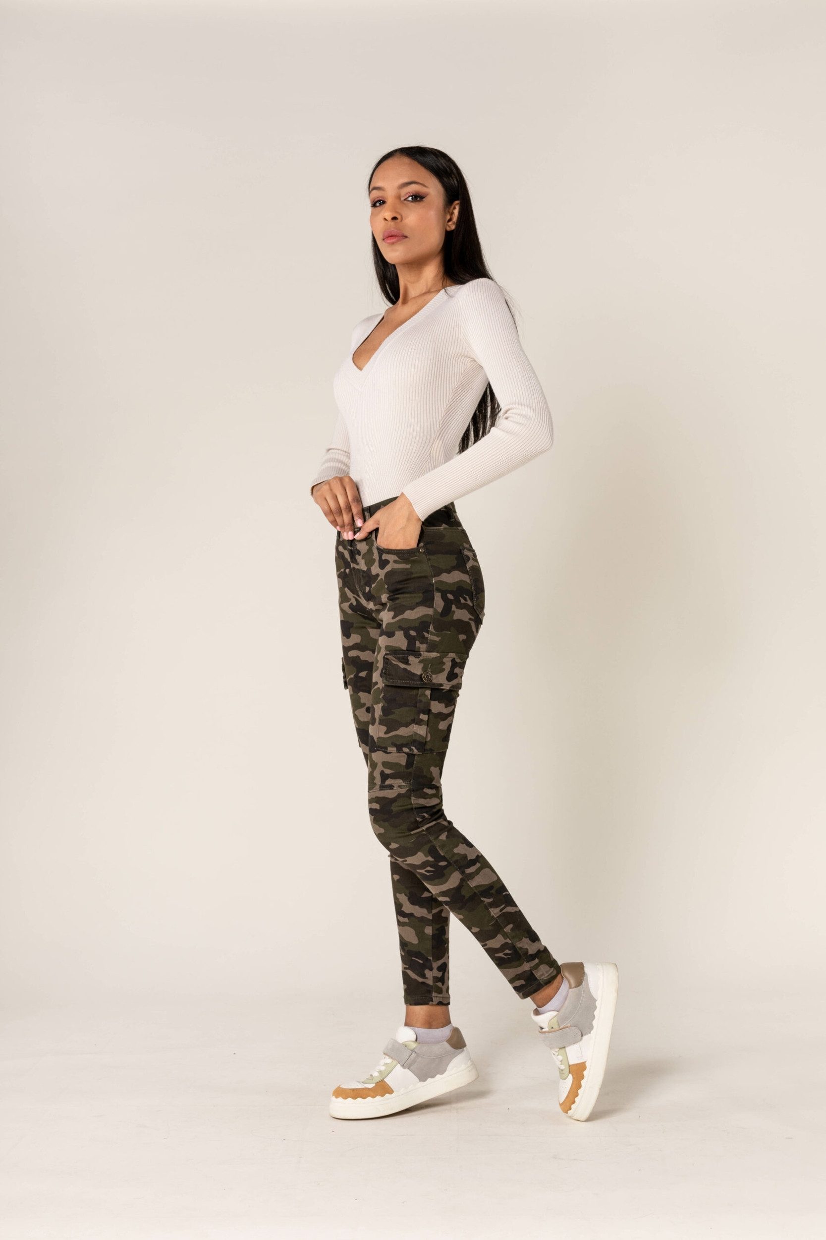 Nina Carter Stoffhose Denim Cargo Pants günstig online kaufen