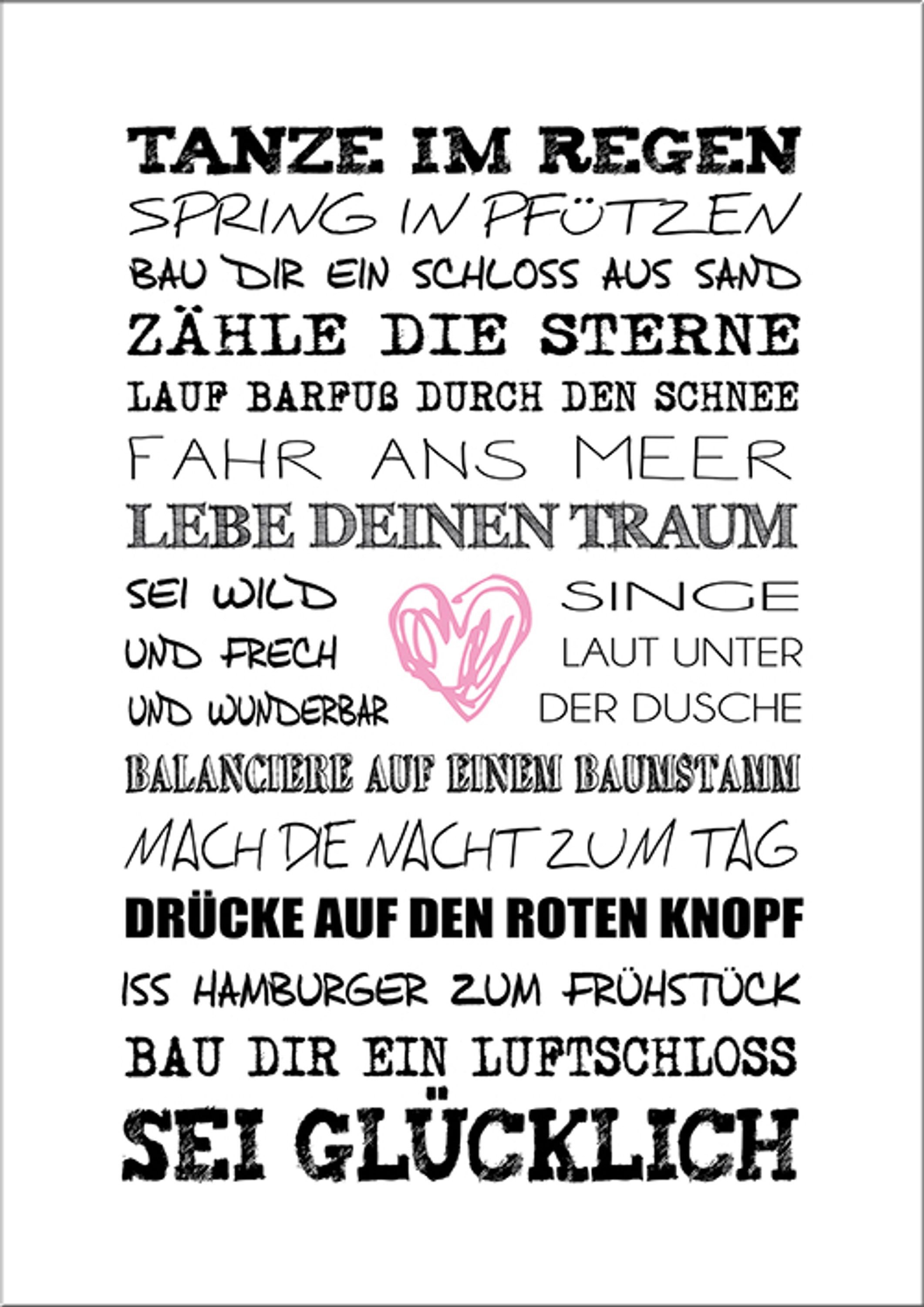 artissimo Deco-Panel Bild 29x41 cm / Spruchbild / Wandbild Spruch / Geschenk Motivation, Typografie: Gute Wünsche Glück