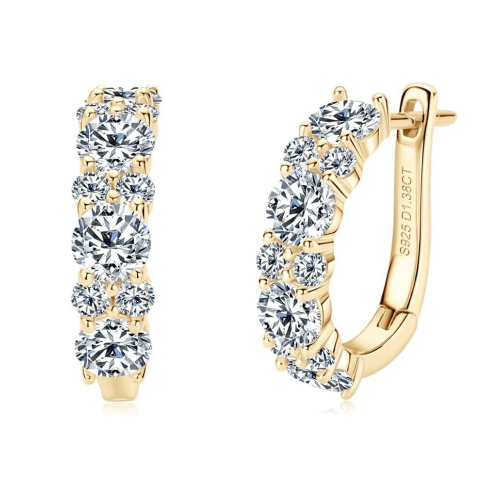 ROUGEMONT Paar Серьги-кольца Luxus Moissanit Серьги-кольца Серьги 925 Silber Gold + Zertifikat, Echtschmuck