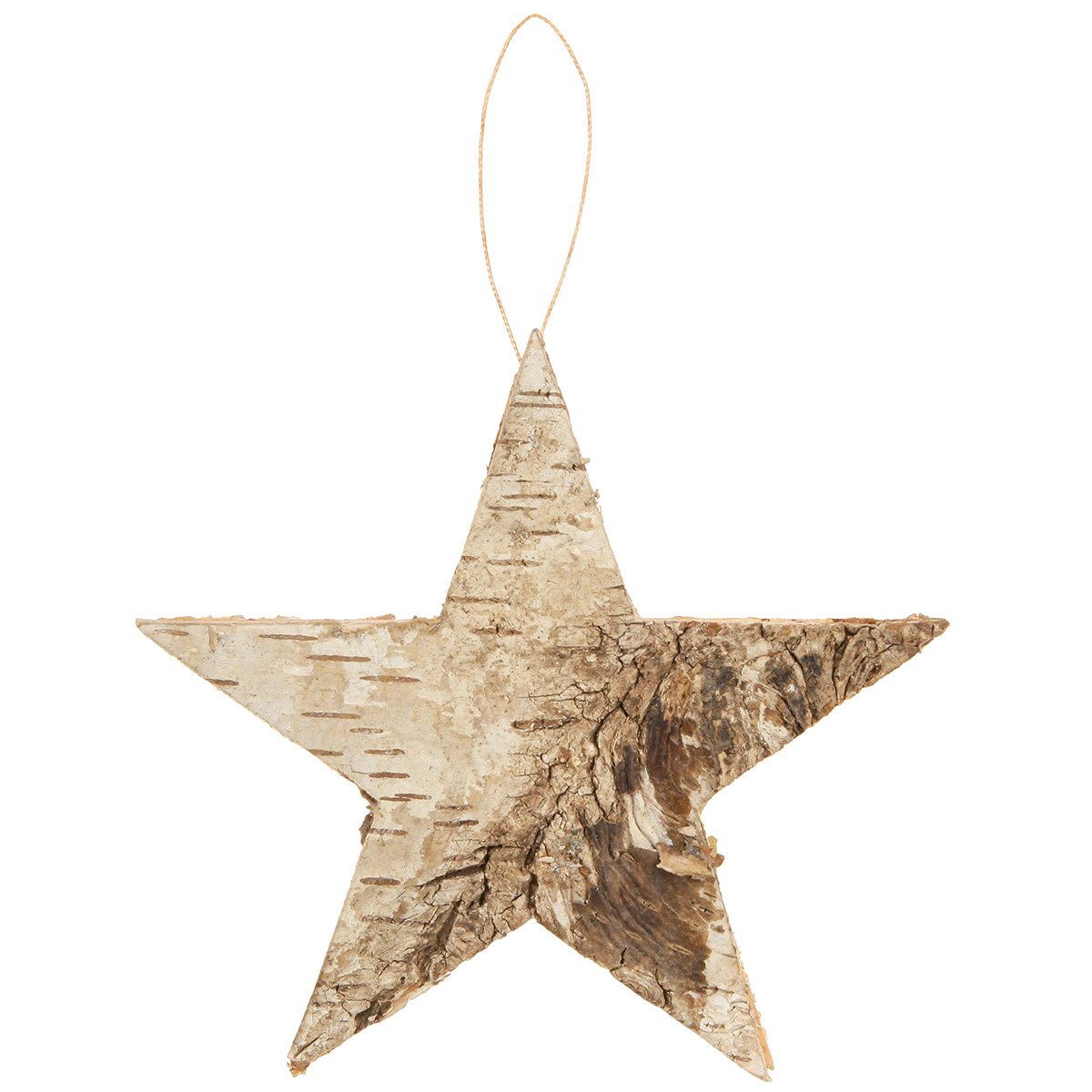 Florists Products Weihnachtsmann Sterne aus Birkenrinde Natur 15cm - Hängedeko Weihnachten 6er, 6 Stück